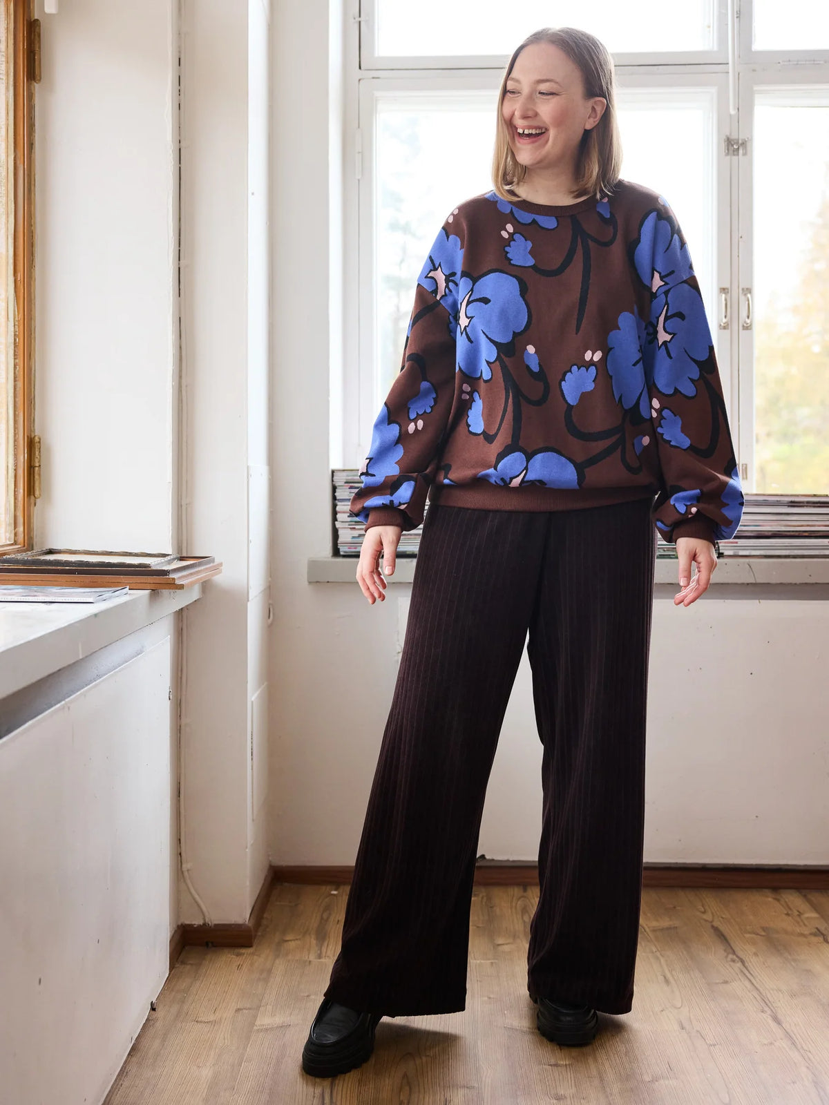 Velour Rib Pants - Dark Brown