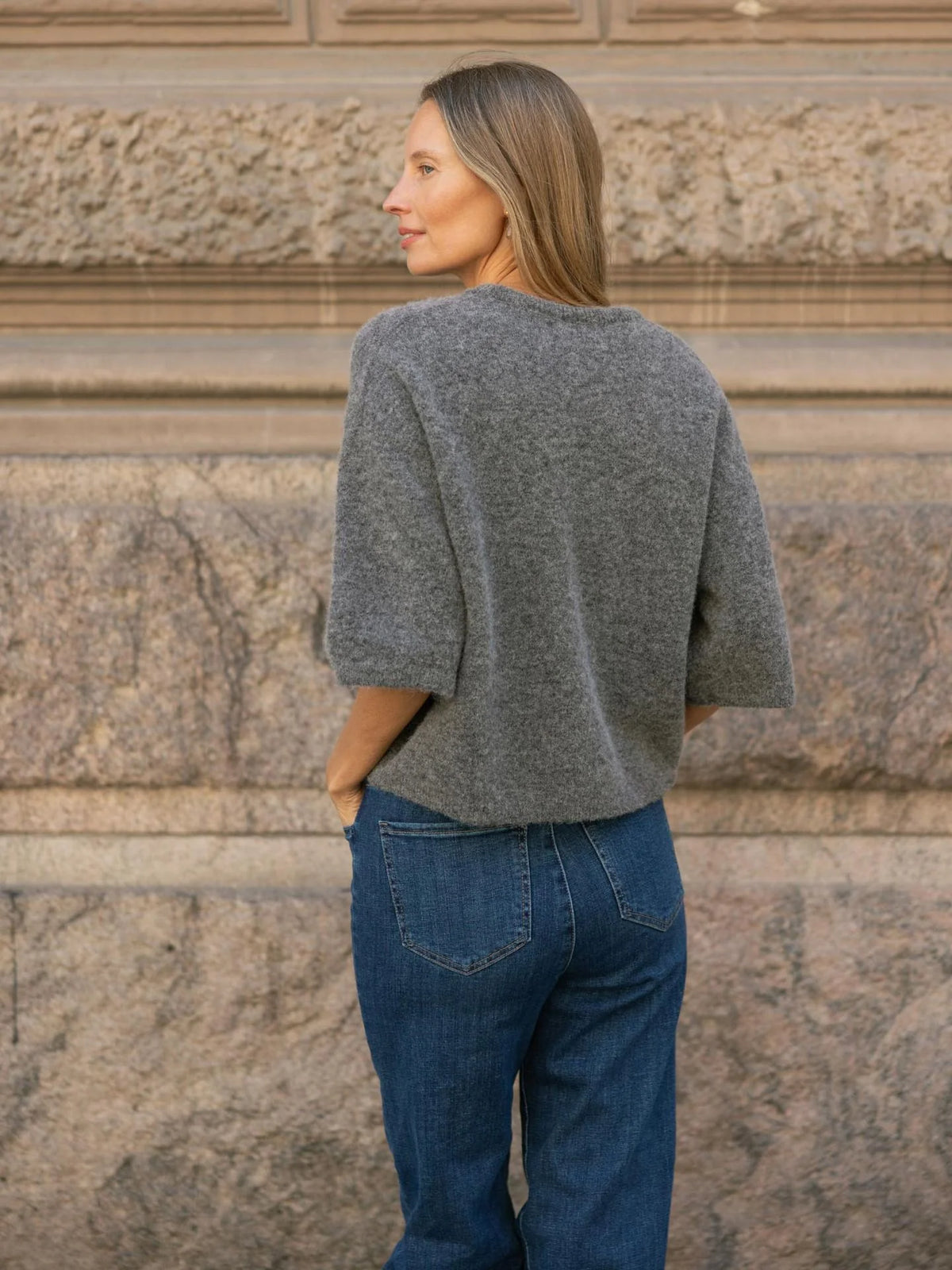 Alpaca Boxy T-Shirt Stormy