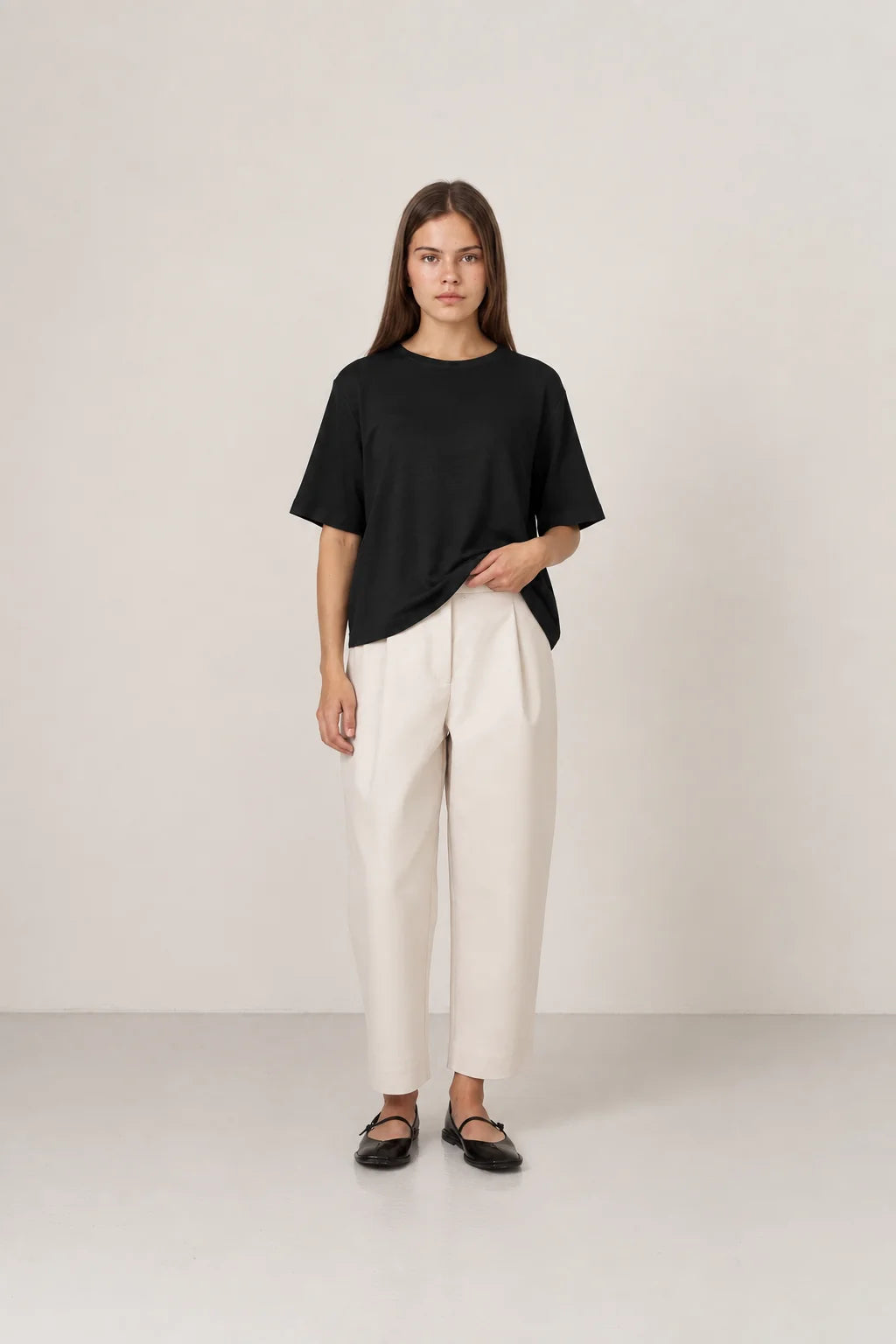 Merino Wool & Silk T-shirt - Black
