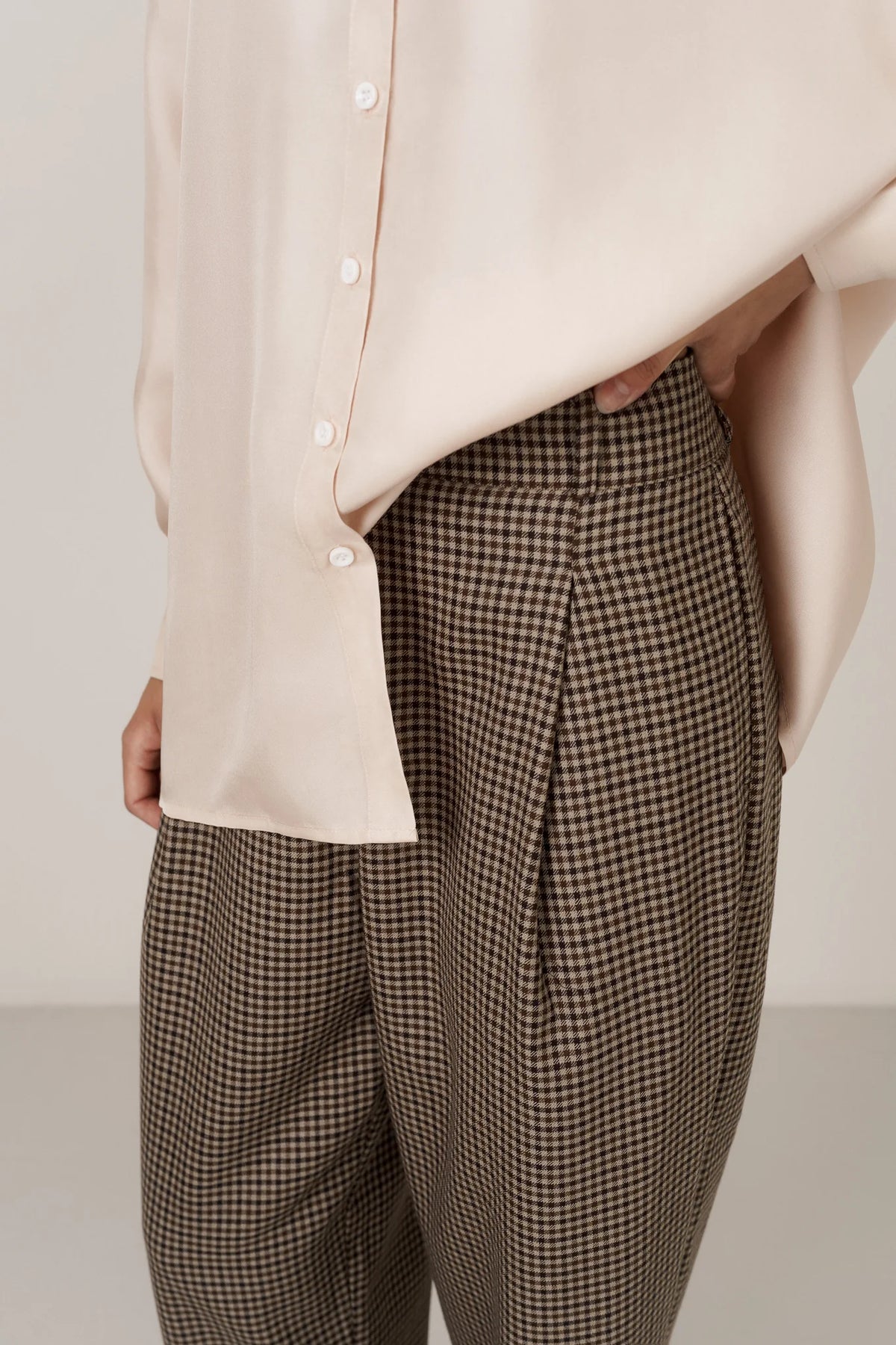 Pleated Wool Trousers Cheks