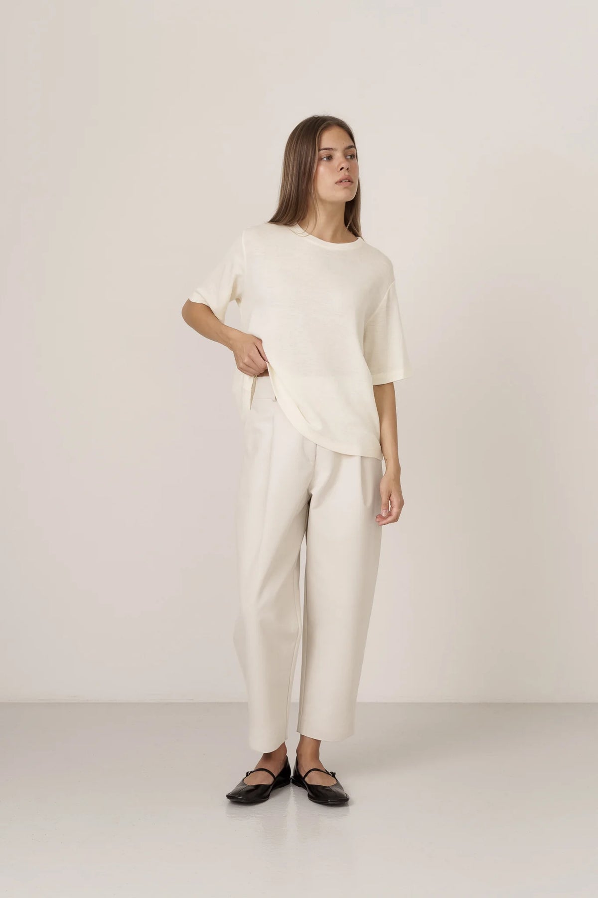 Merino Wool & Silk T-shirt - Natural White