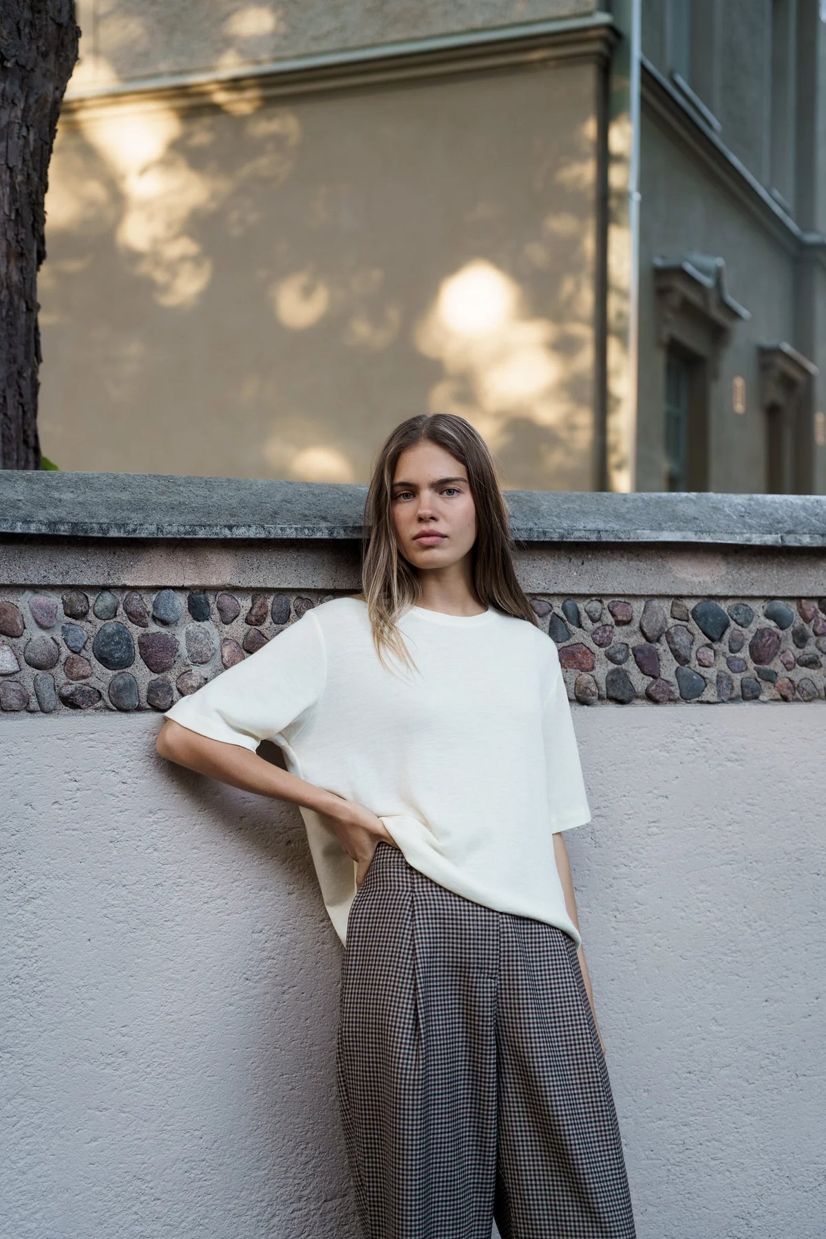 Pleated Wool Trousers Cheks