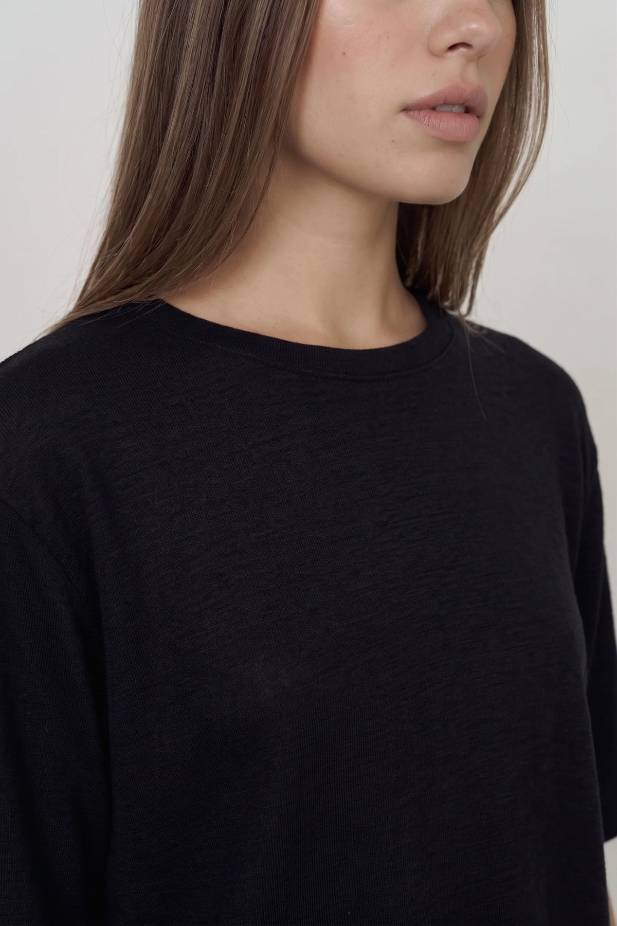 Merino Wool & Silk T-shirt - Black
