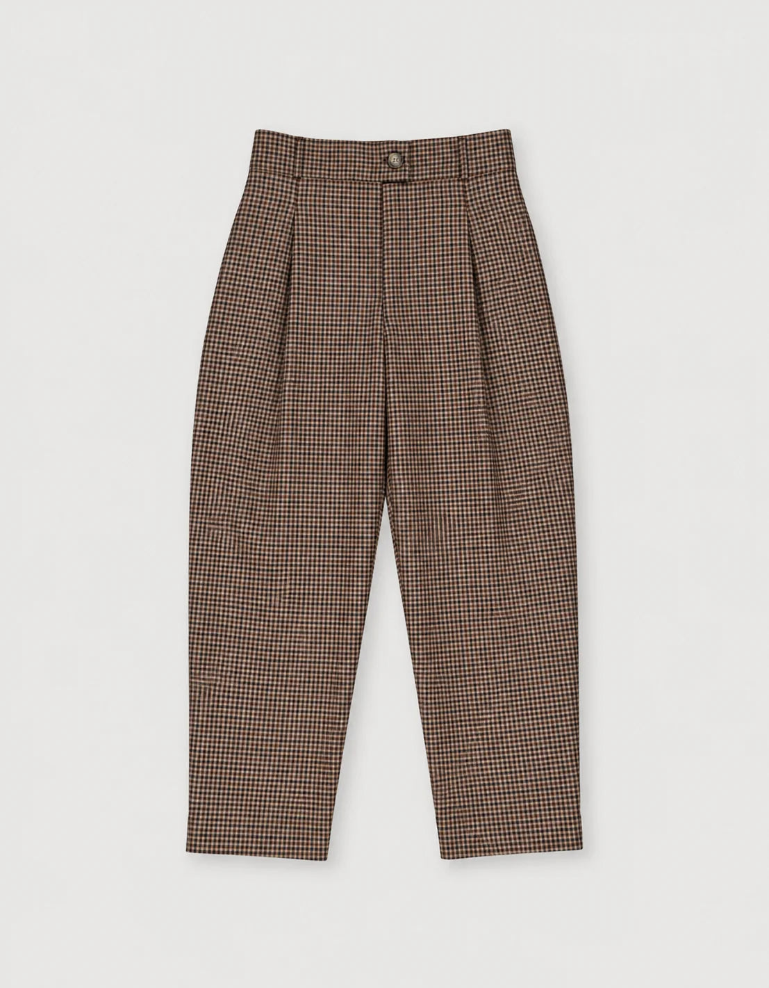 Pleated Wool Trousers Cheks