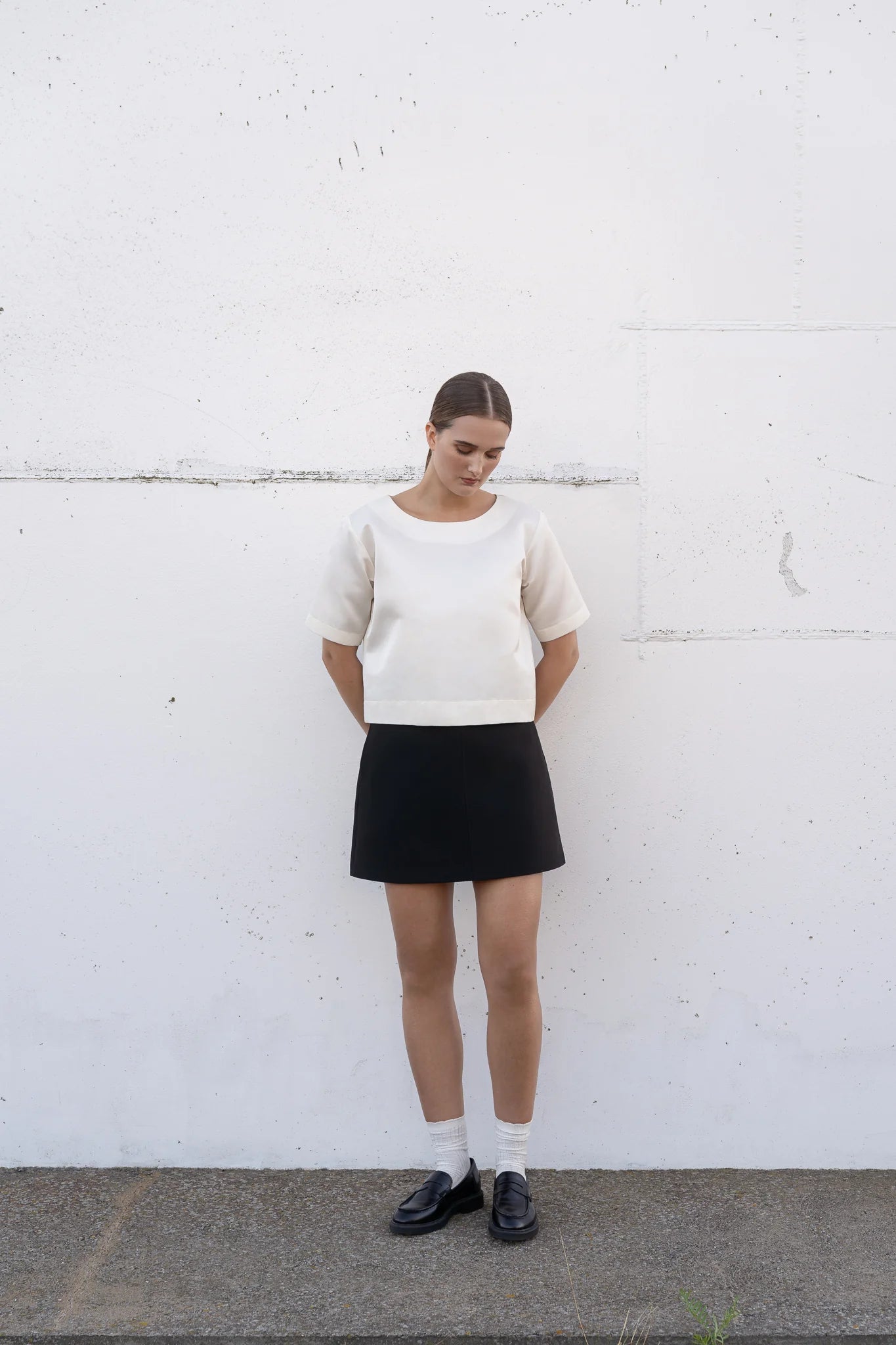 Cropped Silk Twill Shirt - Ivory