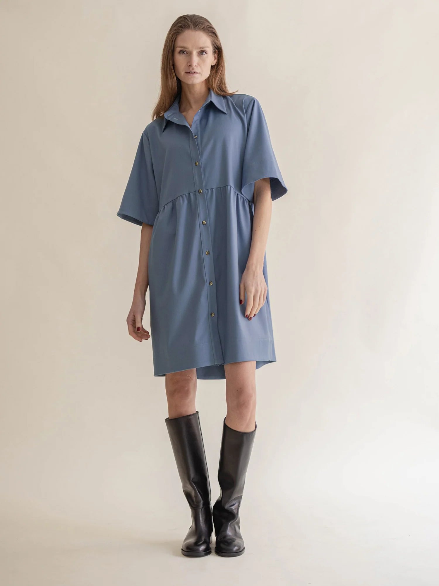 Shirt Dress W/ Collar Dove Blue