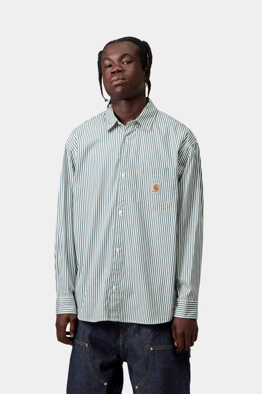 L/S Daldry Shirt - Daldry Stripe Office Blue / Wax