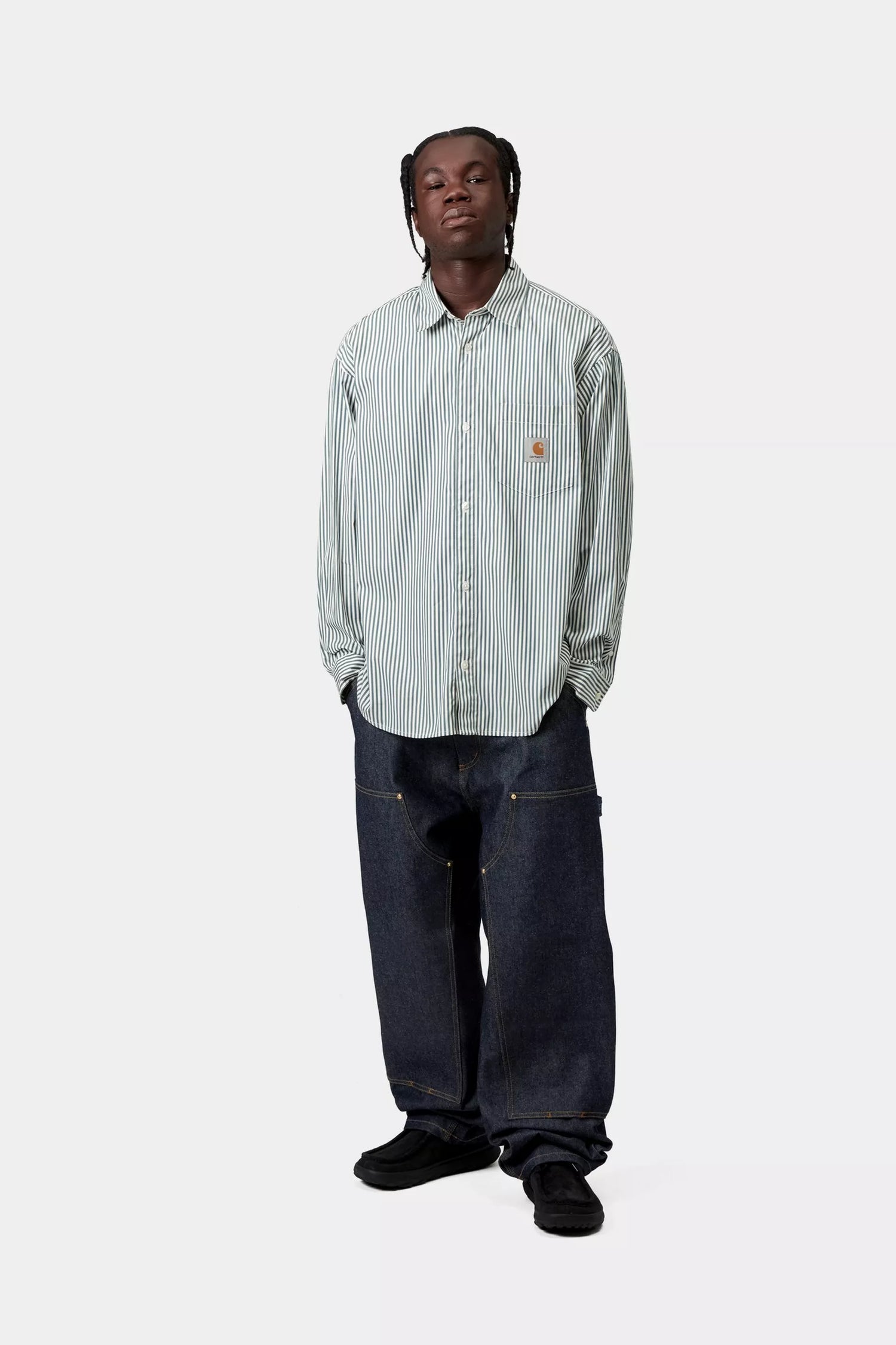 L/S Daldry Shirt - Daldry Stripe Office Blue / Wax