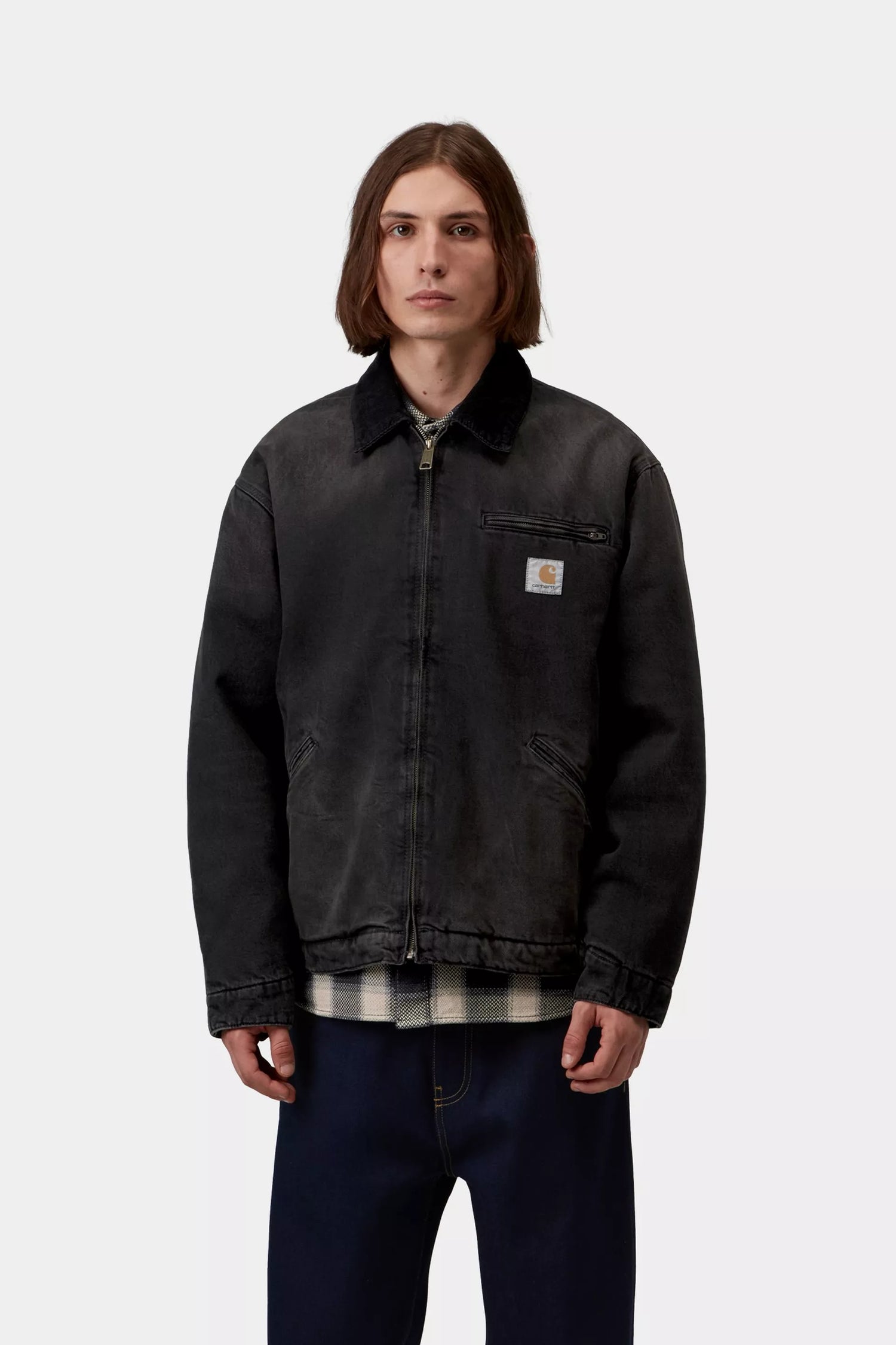 OG Detroit Jacket - Black / Black tobacco used wash