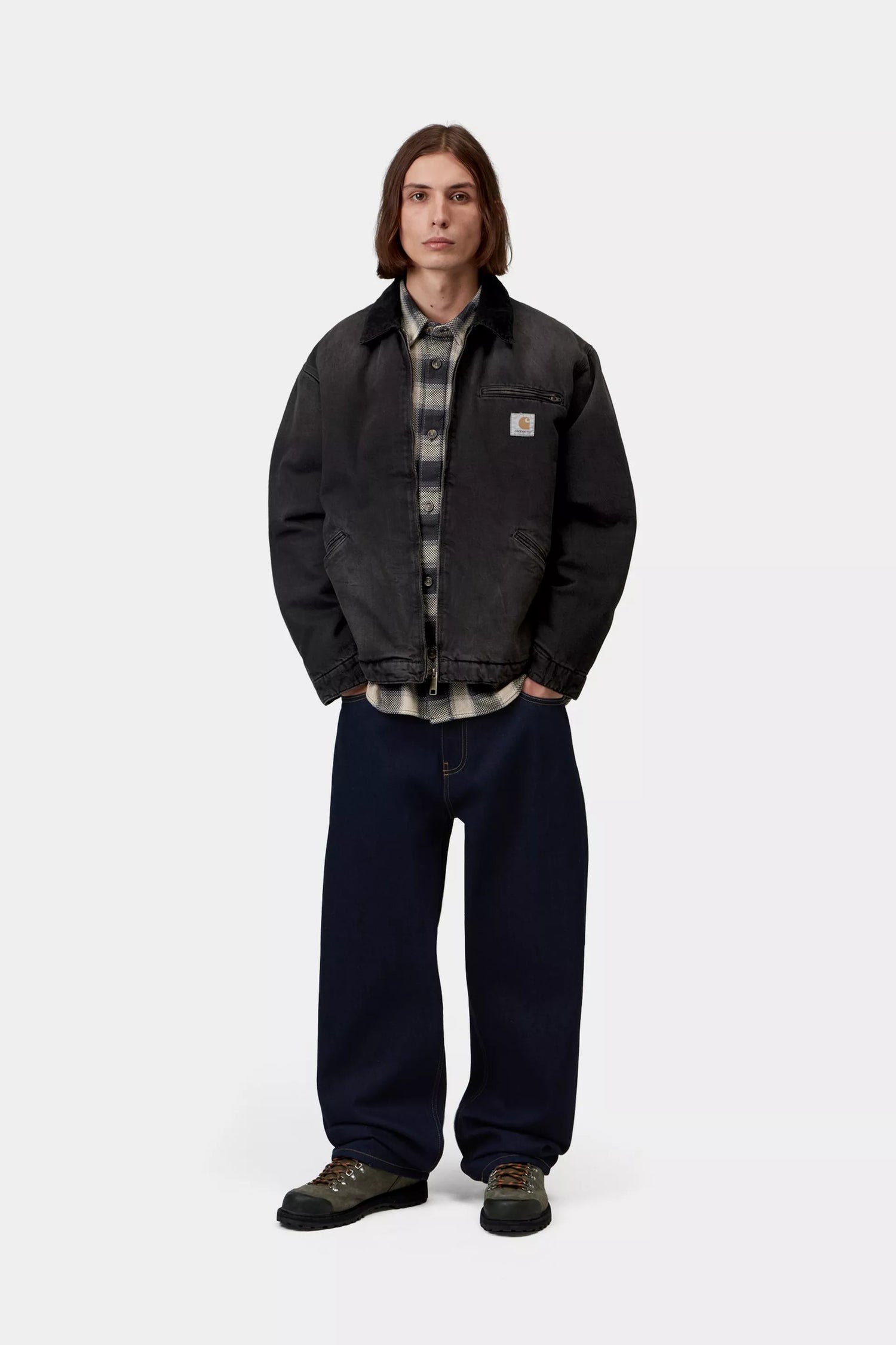 OG Detroit Jacket - Black / Black tobacco used wash