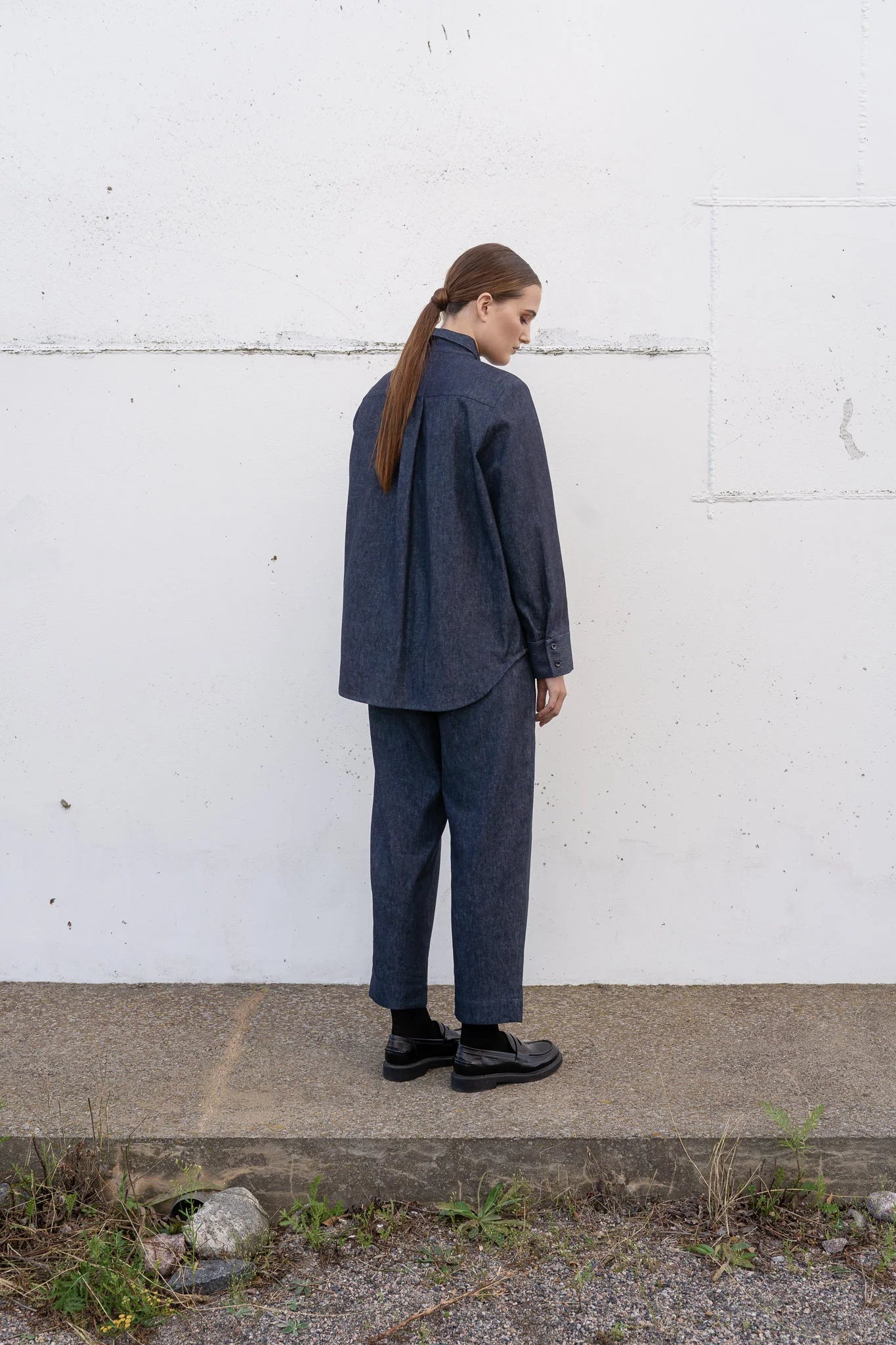 Hemp Denim Barrel Leg Trousers
