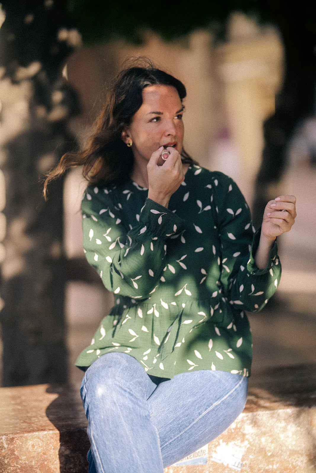Flounce Blouse - Wind Green
