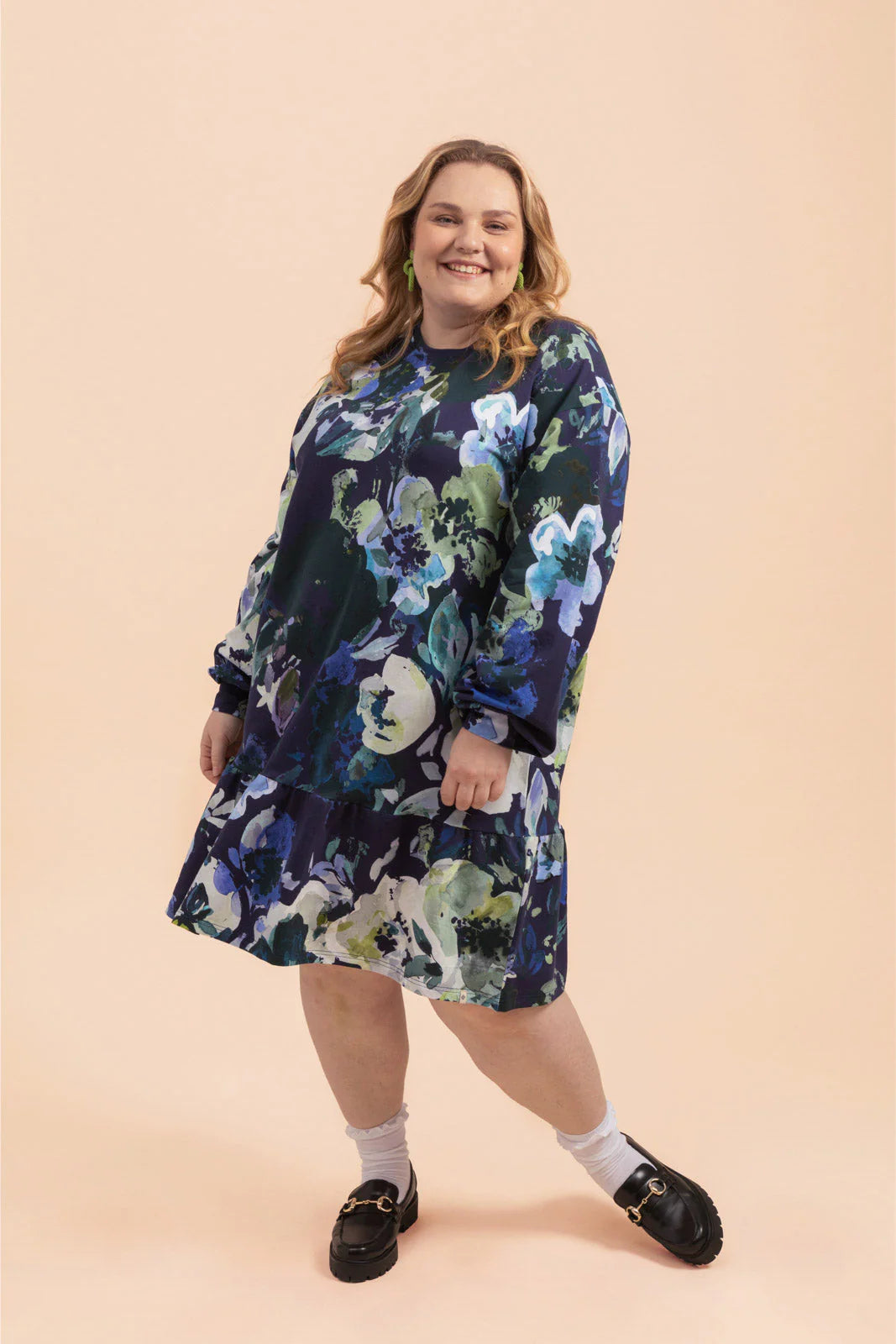 Ruffle Sweatshirt Dress - Blue Anemone