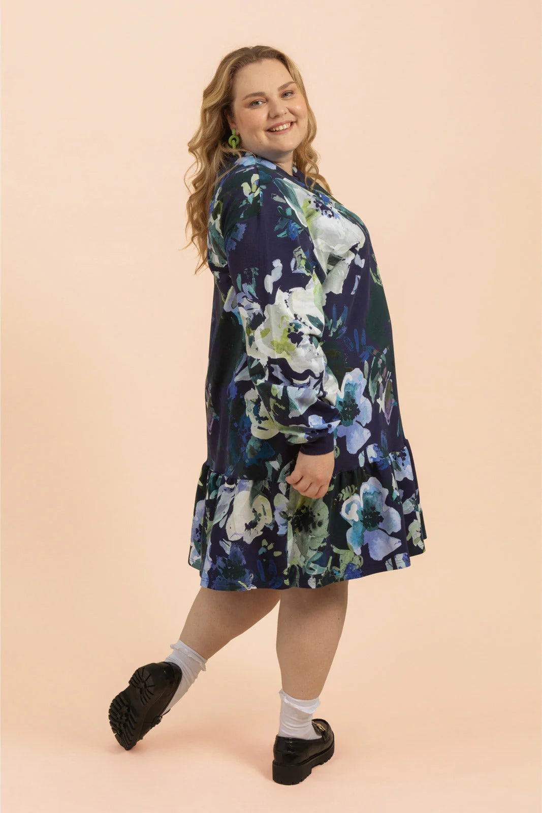 Ruffle Sweatshirt Dress - Blue Anemone