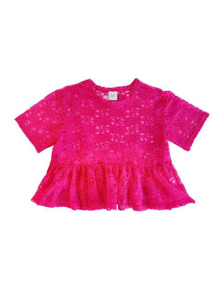 Lace Peplum Top - Think Pink