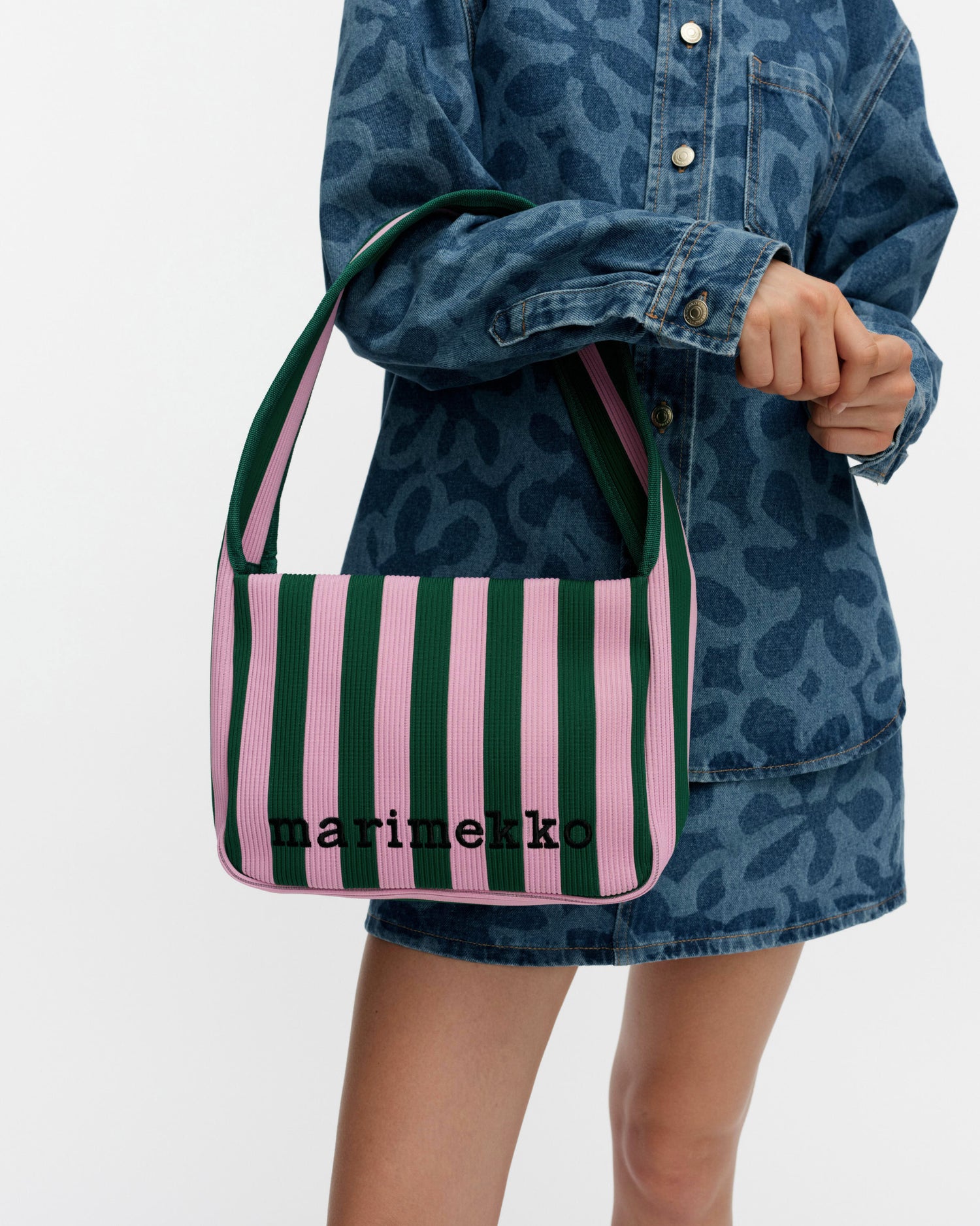 Knitted Shoulderbag Merirosvo - Pinkki-Tummanvihreä