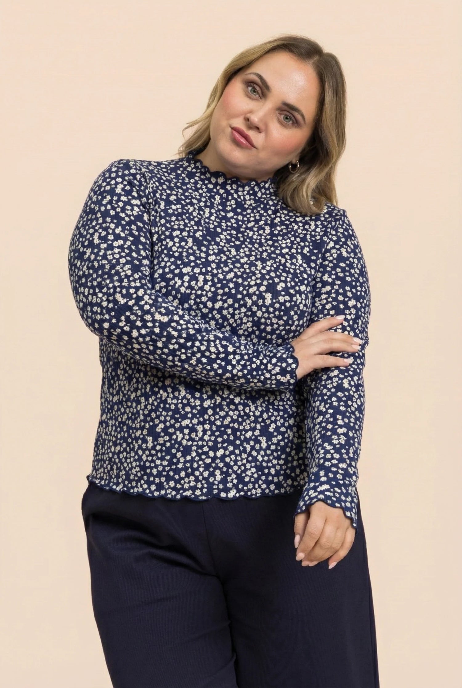 Rib Turtleneck - Flora Navy