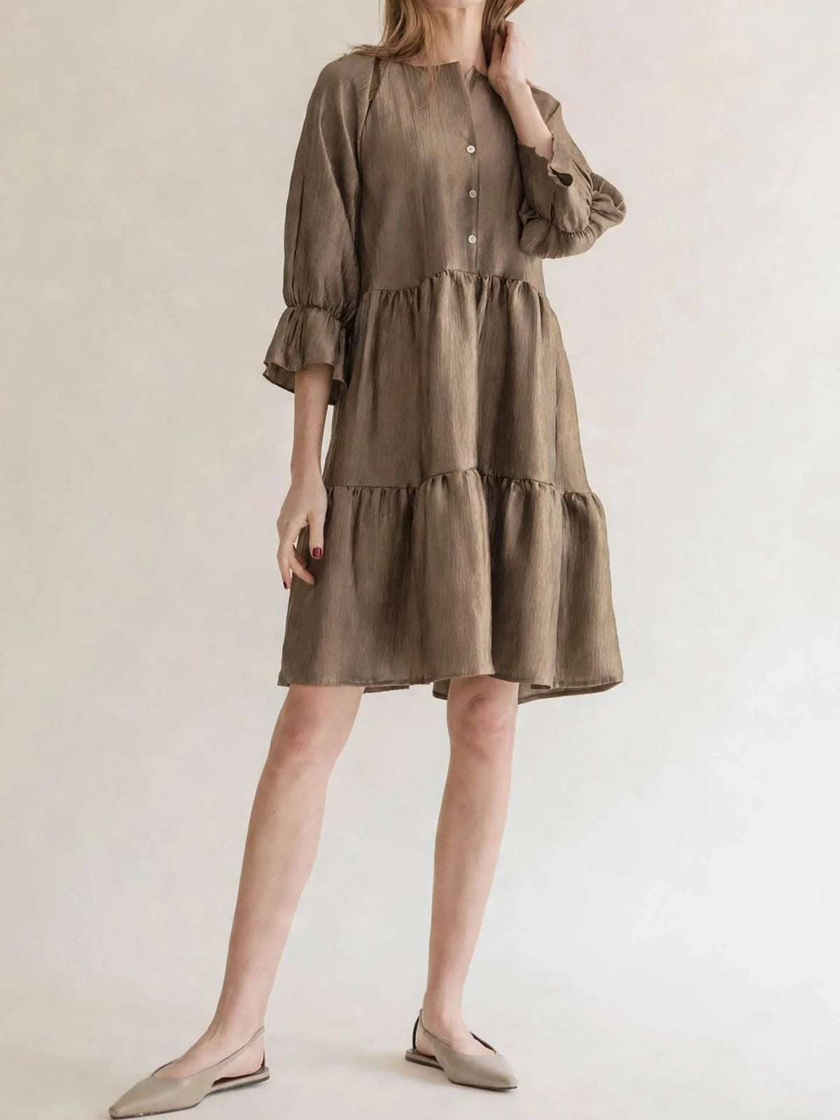 Ruffled Dress II Taupe