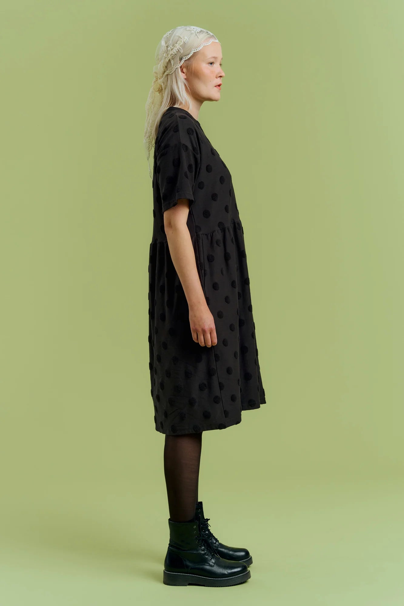 Ilta Dress - Black Big Dot