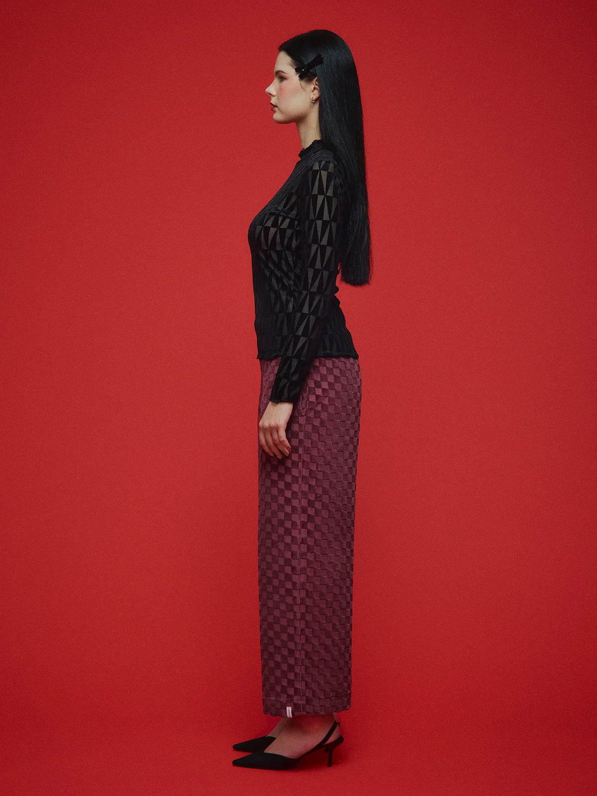 Vera Culottes - Chess Velour Wine