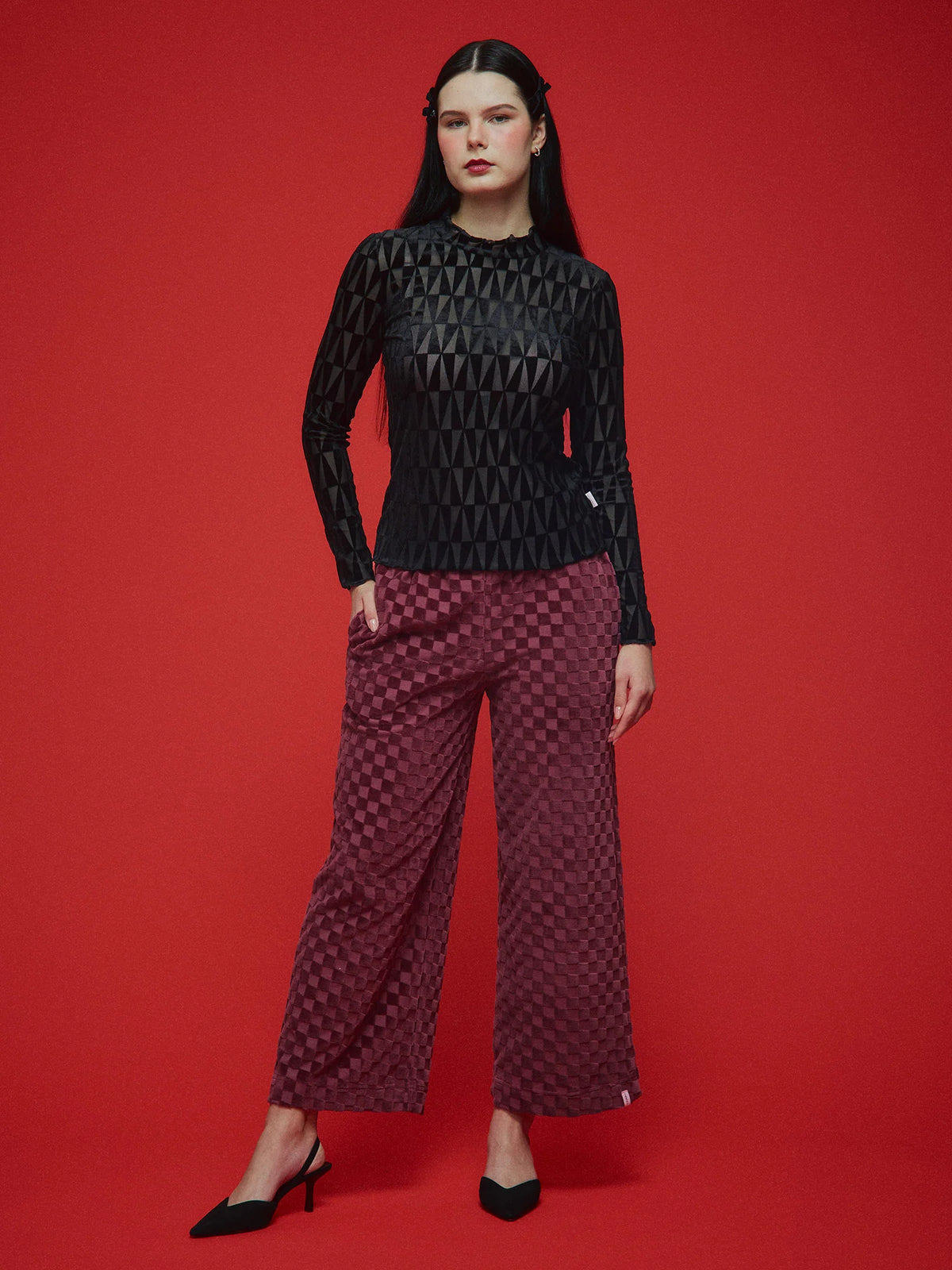 Vera Culottes - Chess Velour Wine