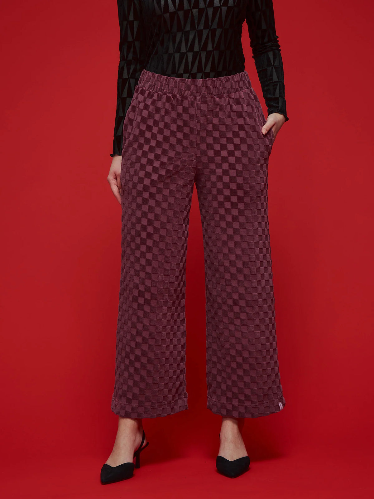 Vera Culottes - Chess Velour Wine