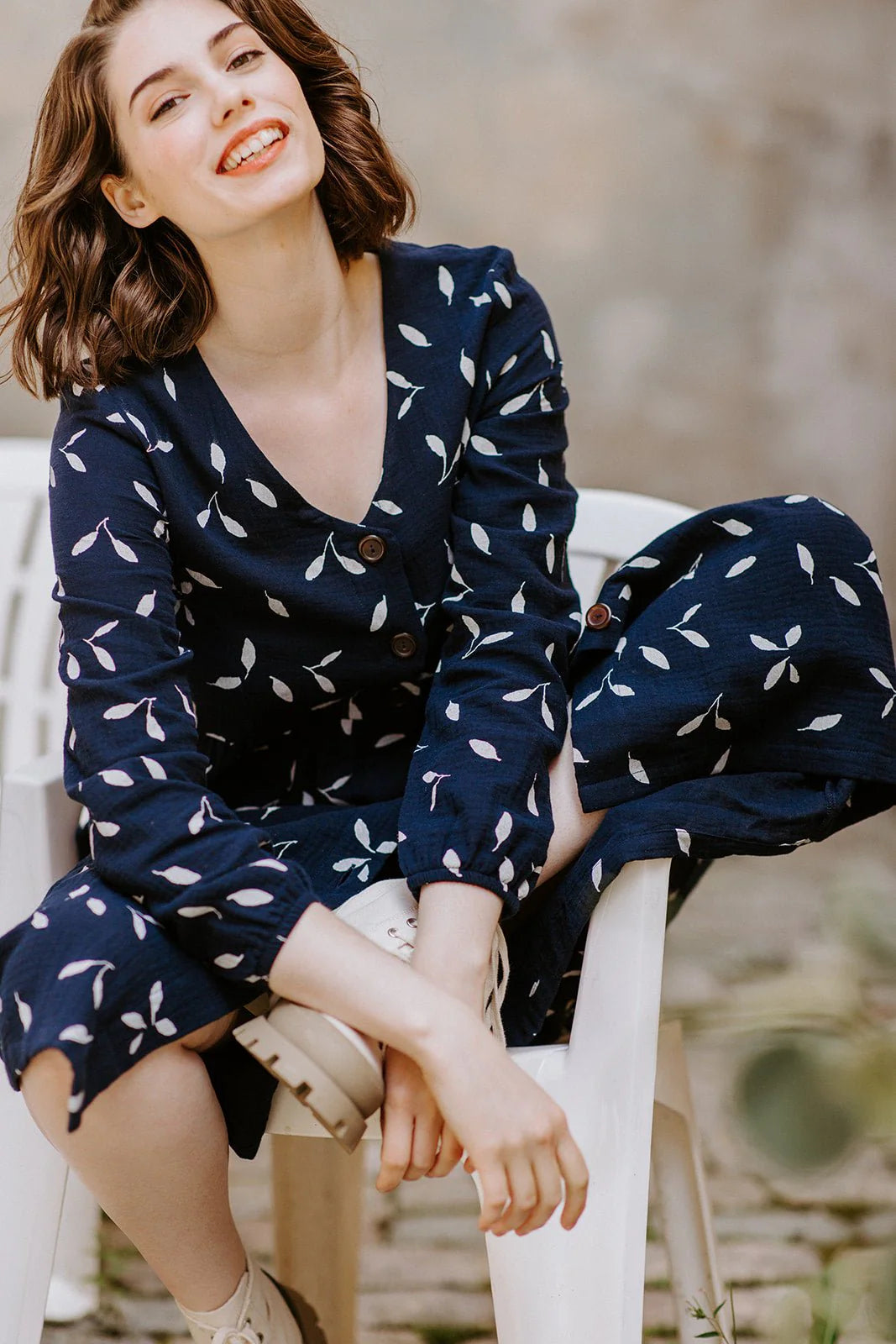 Button Dress - Indigo Wind
