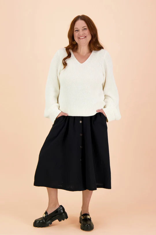 Button Skirt - Black