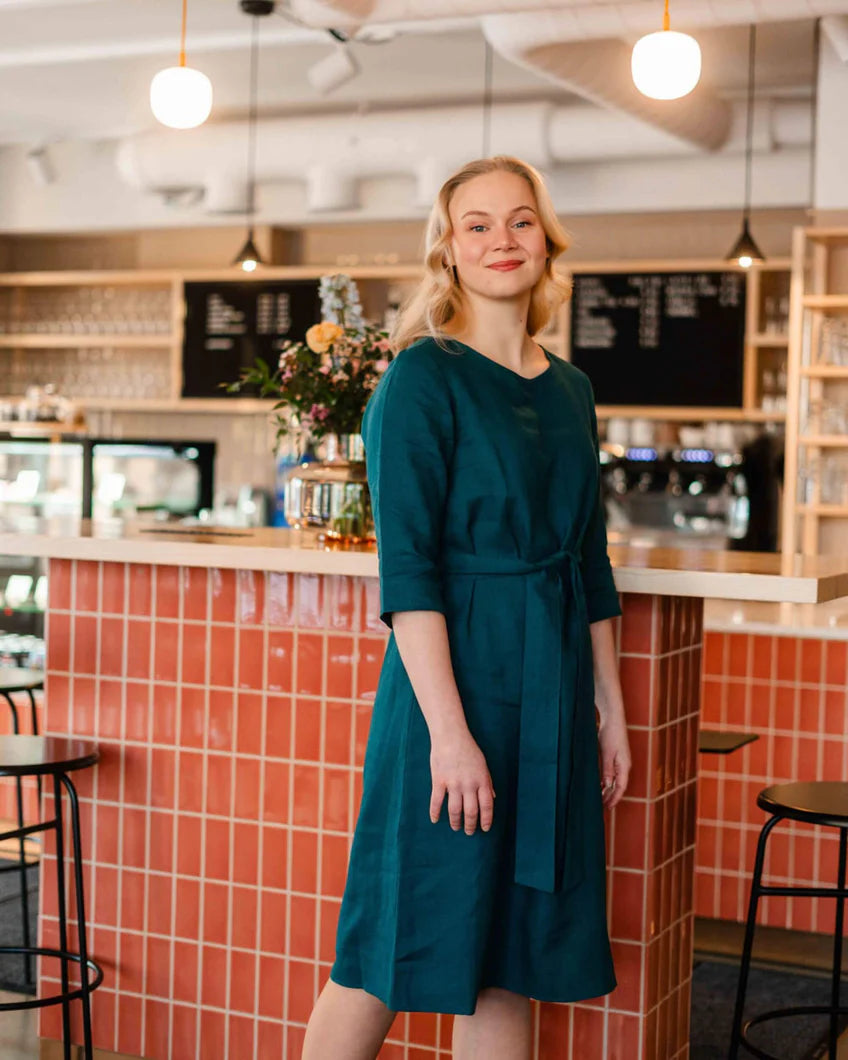 Classic Linen Dress - Chrystal Teal