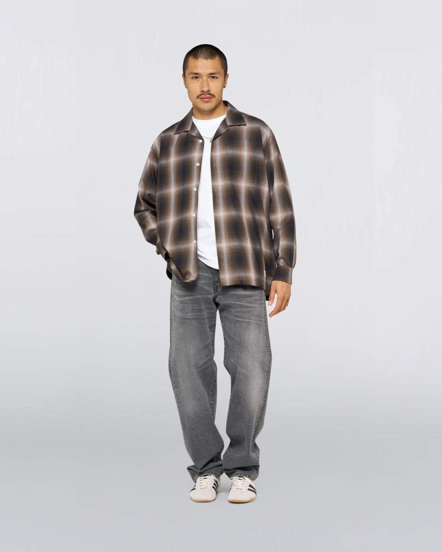 Open Collar Shirt - Brown