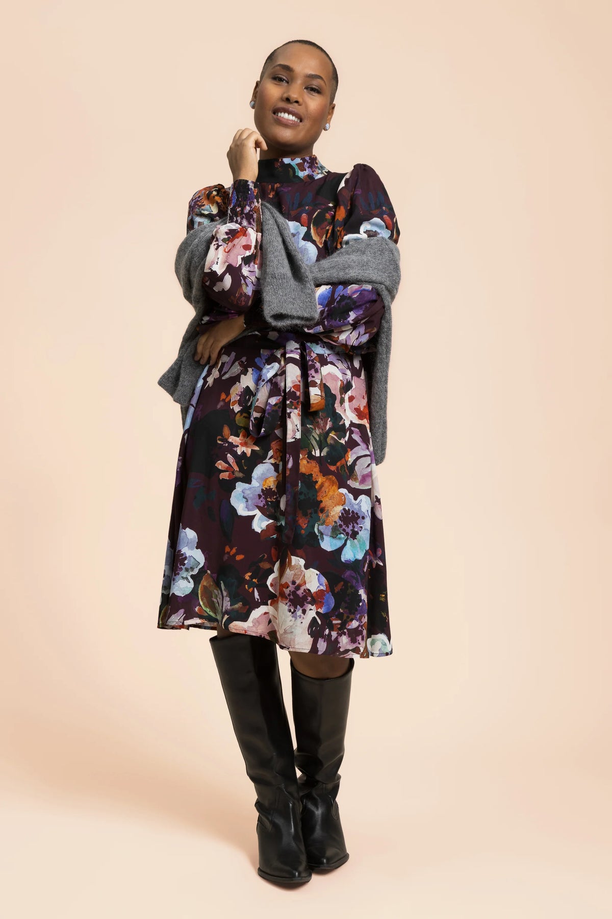 Puff Dress - Maroon Anemone