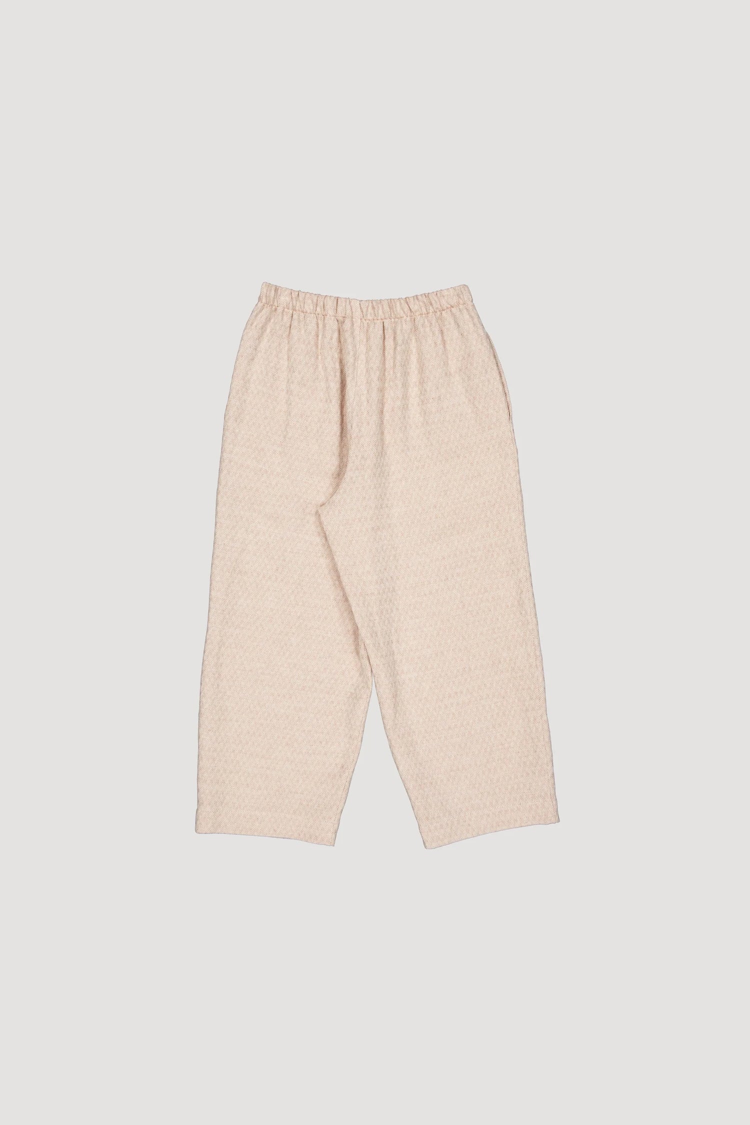 Pleated Pull On Trousers - Beige Herringbone
