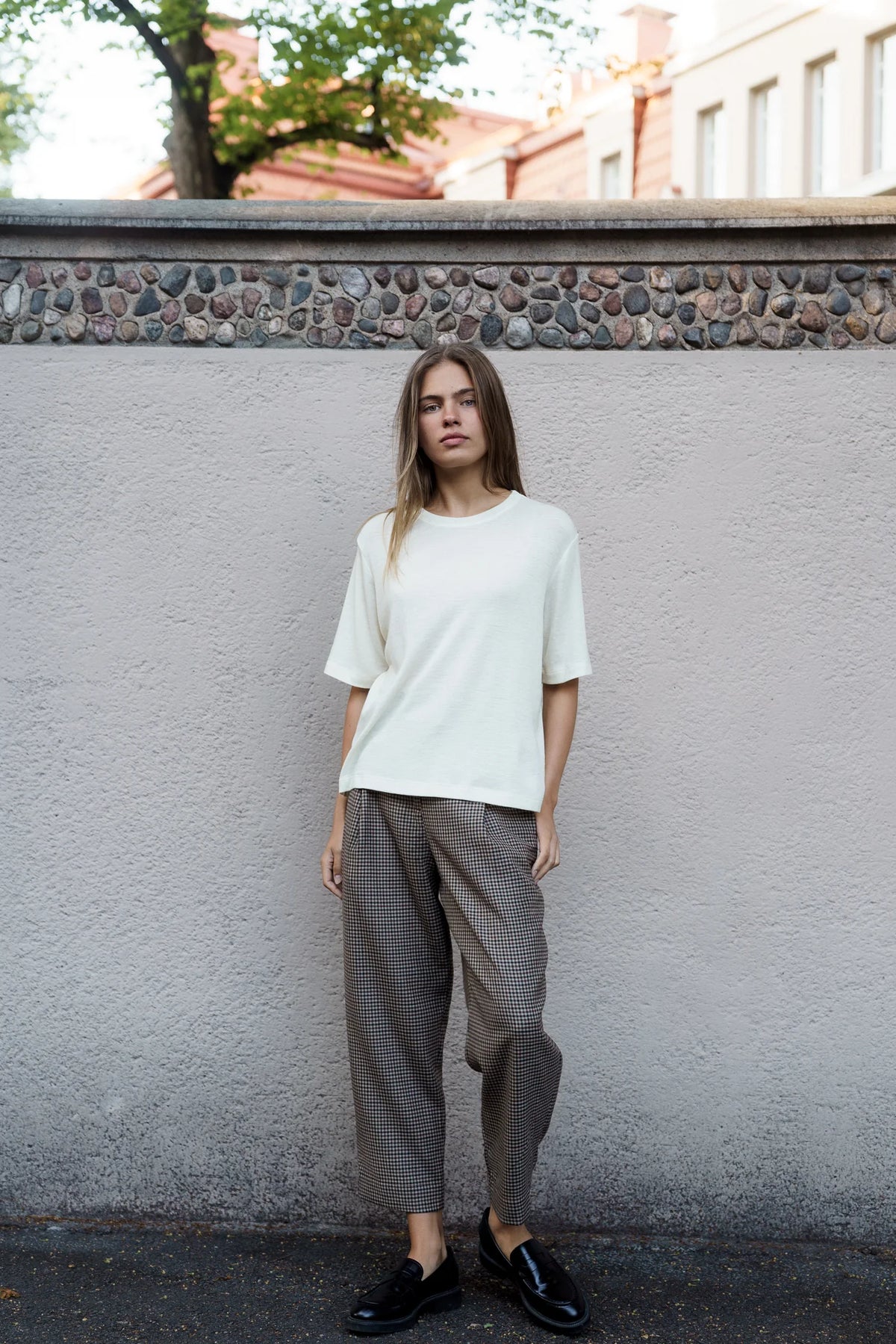 Pleated Wool Trousers Cheks
