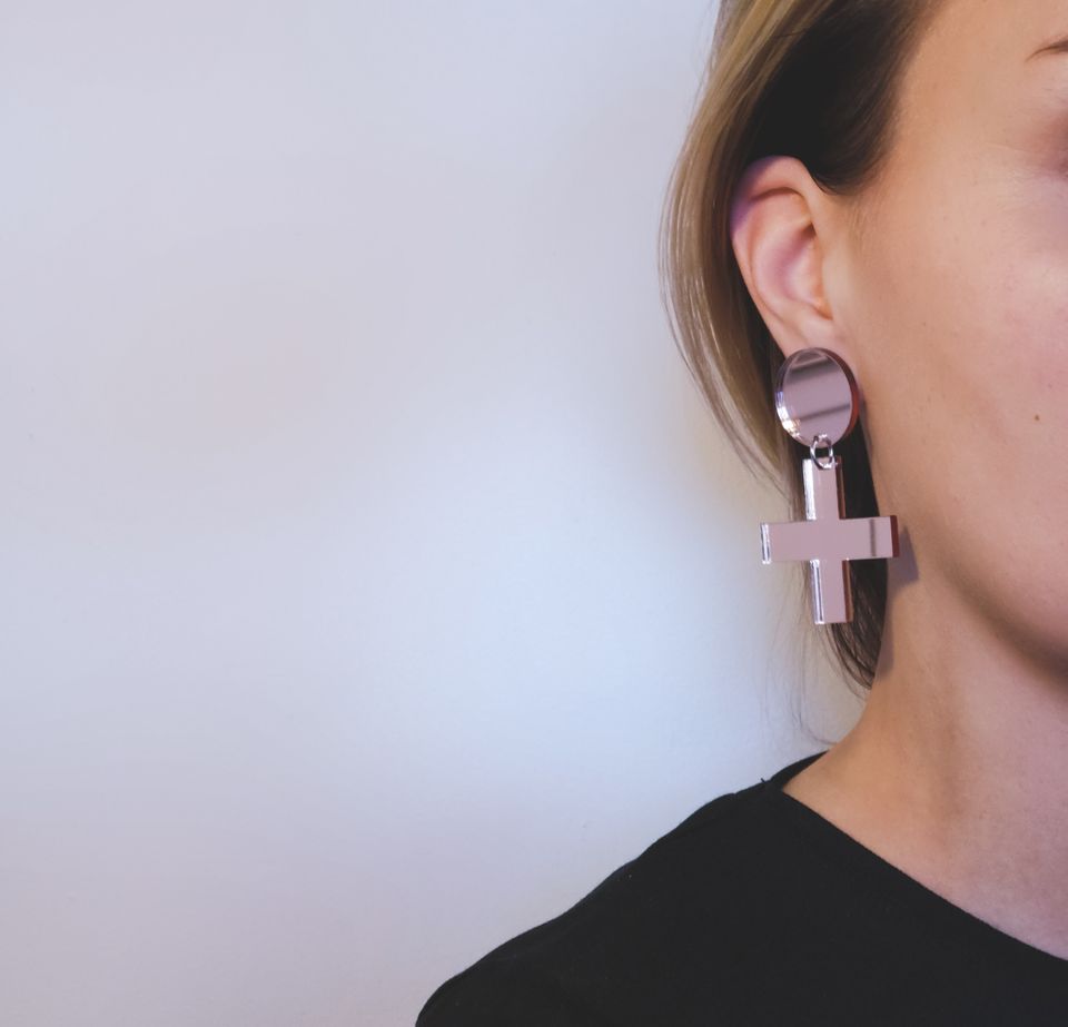 Rose Gold Dot Cross