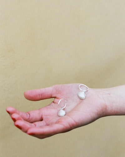 Seashell Hoop Earrings - Silver