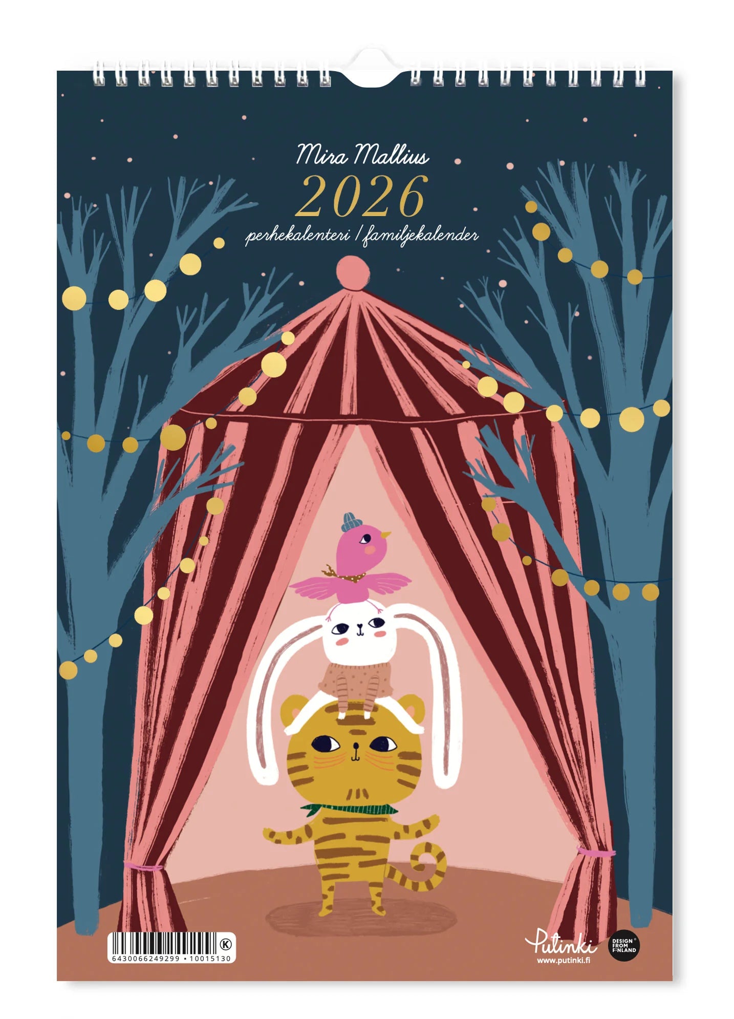 Perhekalenteri 23x34 cm 2026 Putinki Mallius