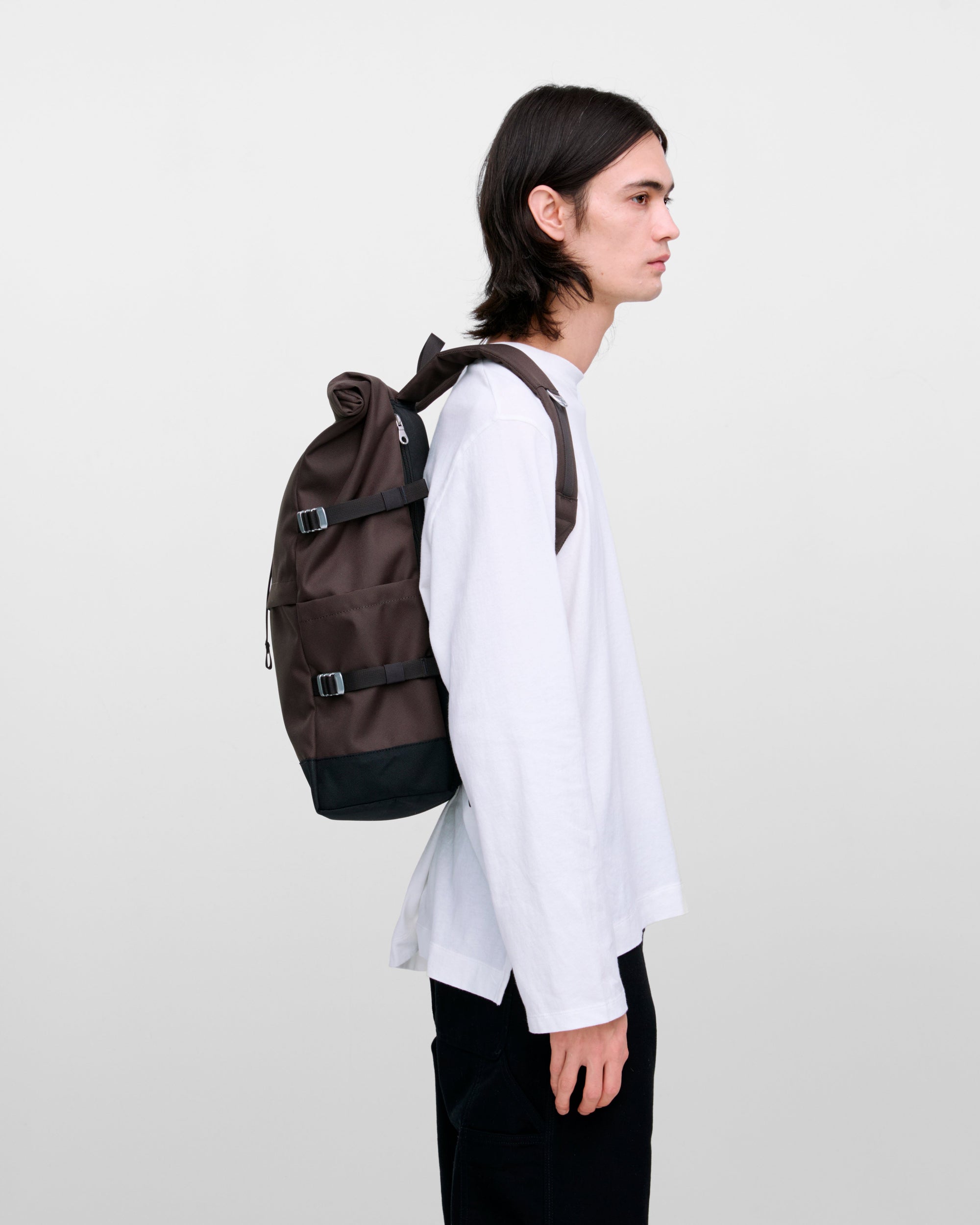 Icon Rolltop Backpack L - Brown with natural leather