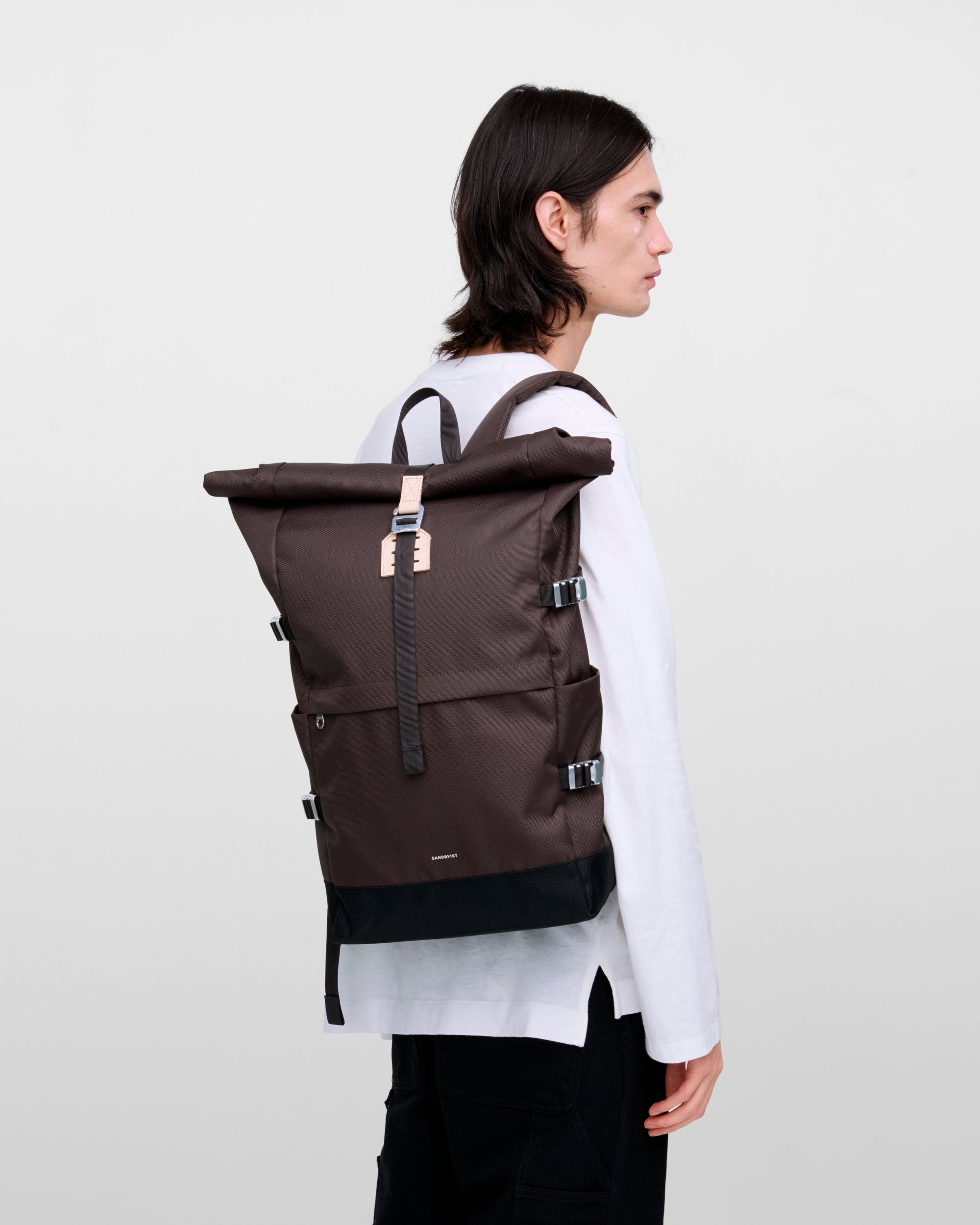 Icon Rolltop Backpack L - Brown with natural leather