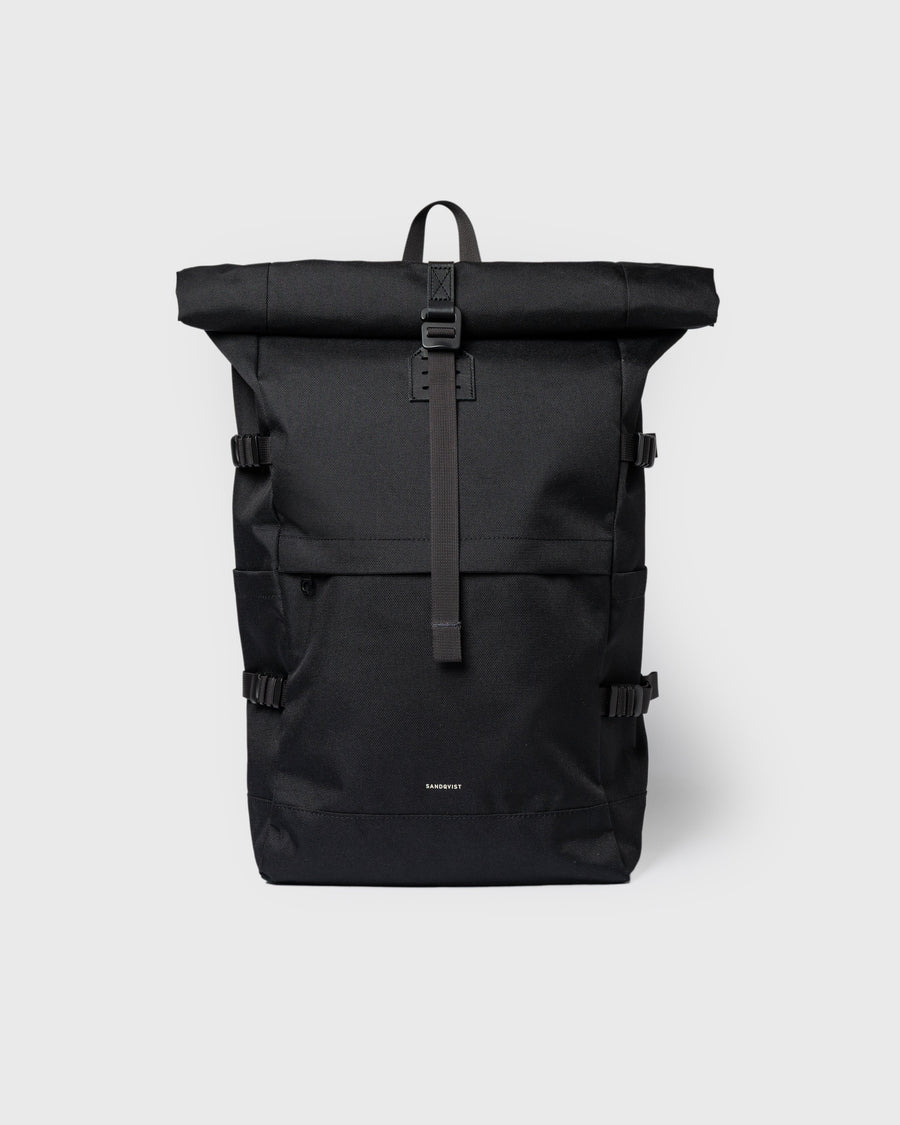 Icon Rolltop Backpack L - Black with black leather