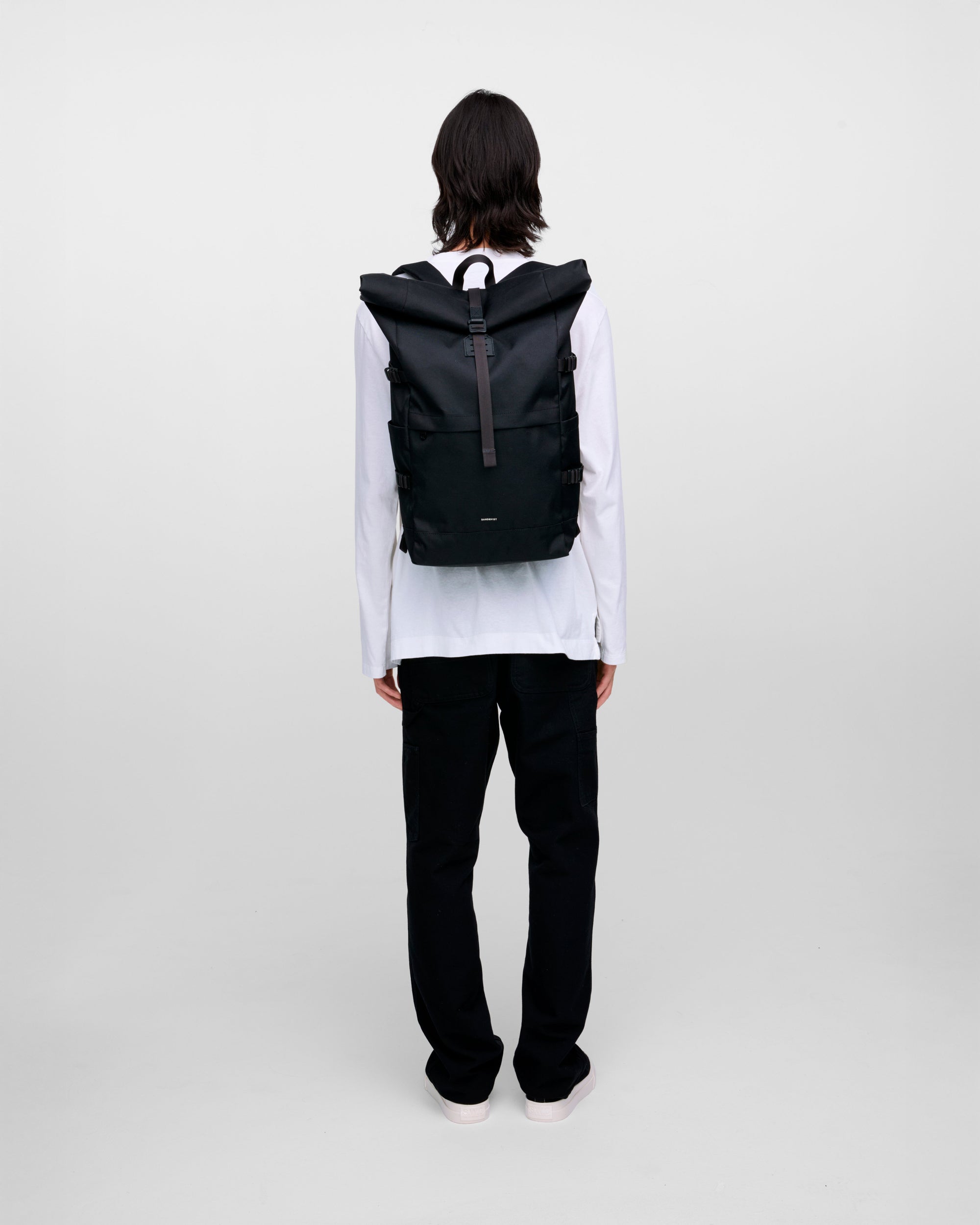 Icon Rolltop Backpack L - Black with black leather
