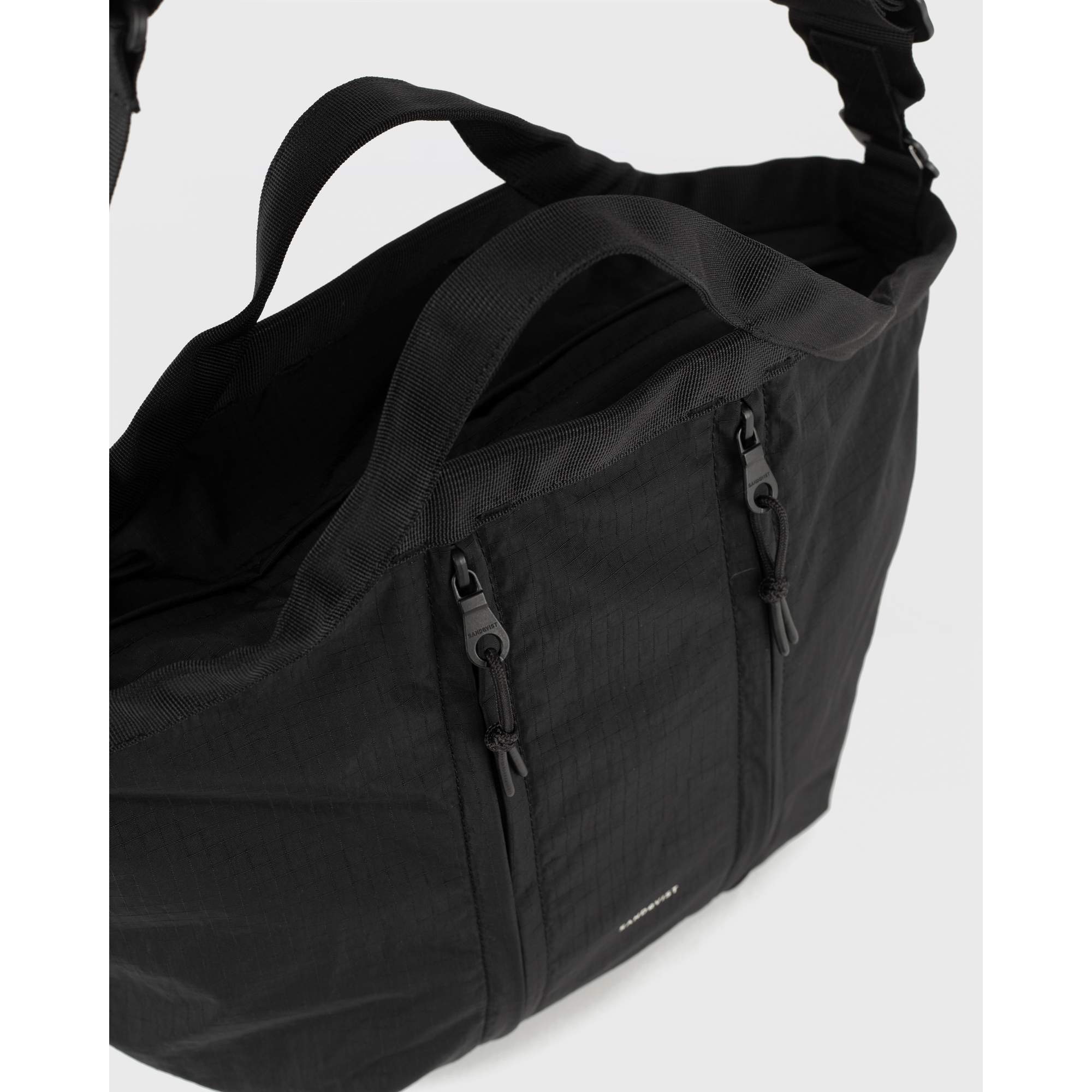 Grid Expandable Crossbody Bag - Black