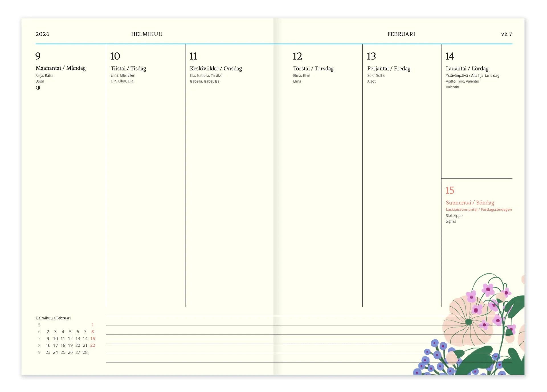 Viikkopäivyri Midi 2026 Polka Paper