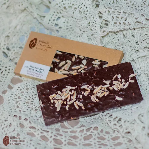 Tummasuklaa, paahdettu manteli & appelsiini