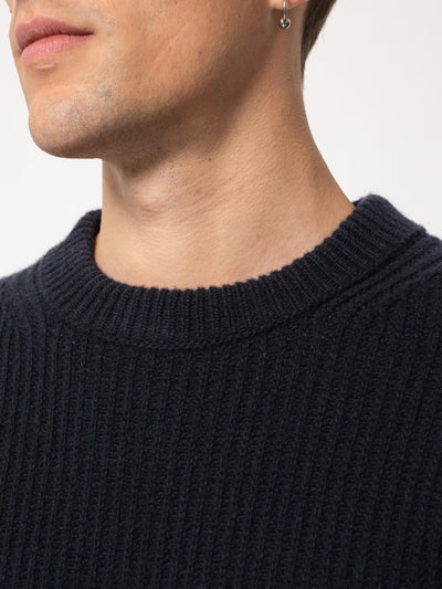 August Rib Wool Sweater - Navy