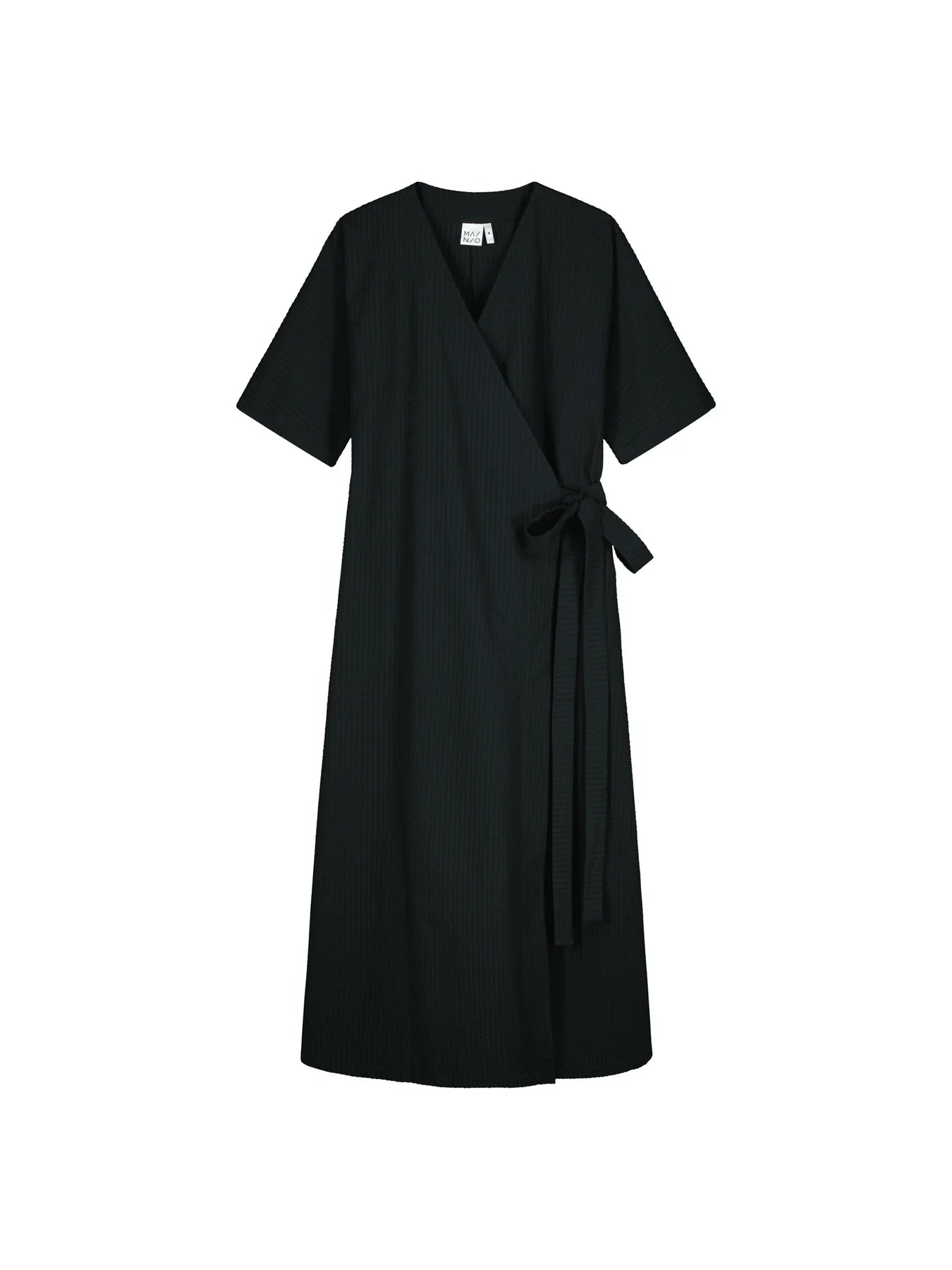 Ava Seersucker Wrap Dress - Black