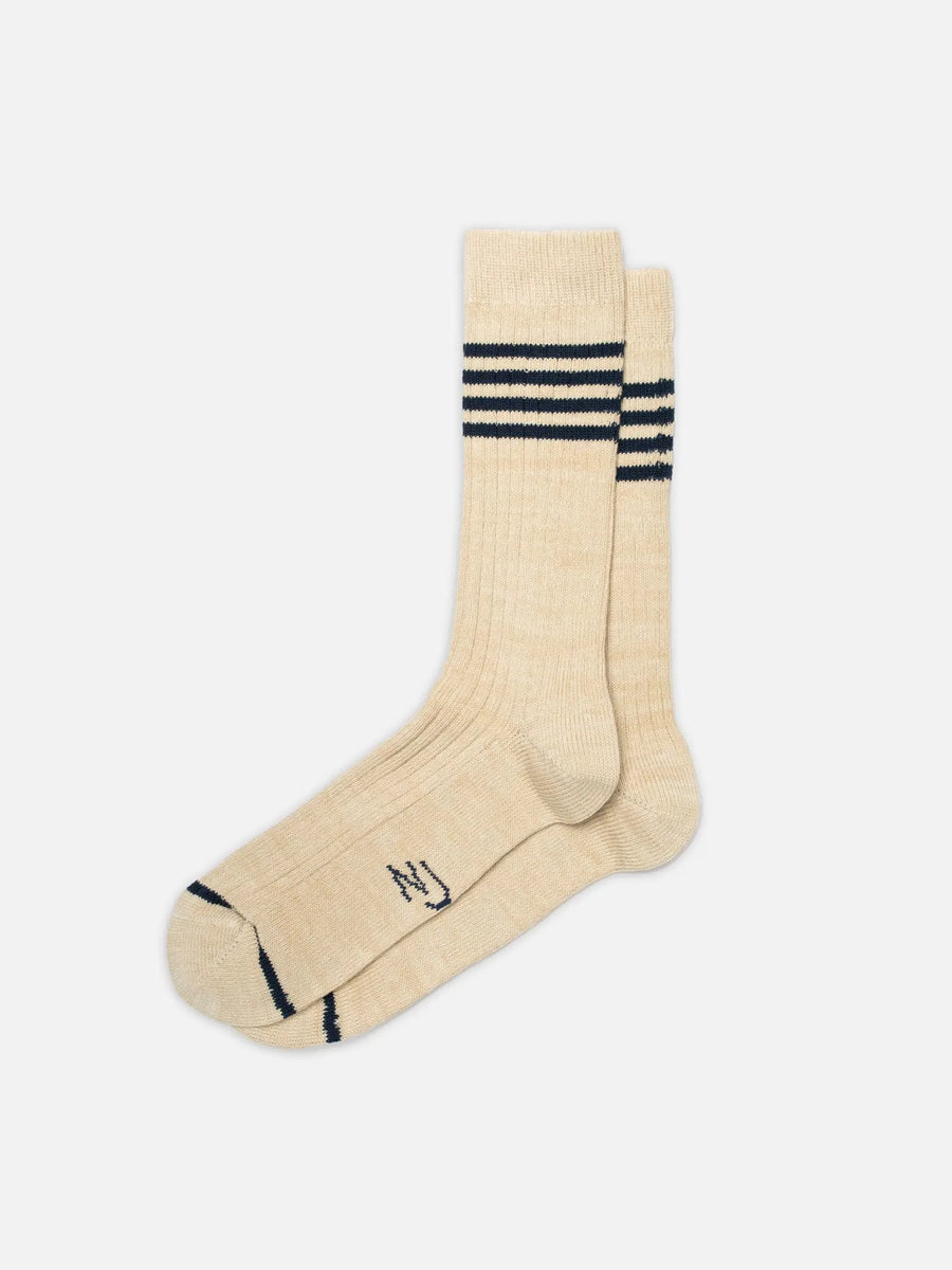 Men Tennis Socks Stripes Offwhite/Turquoise