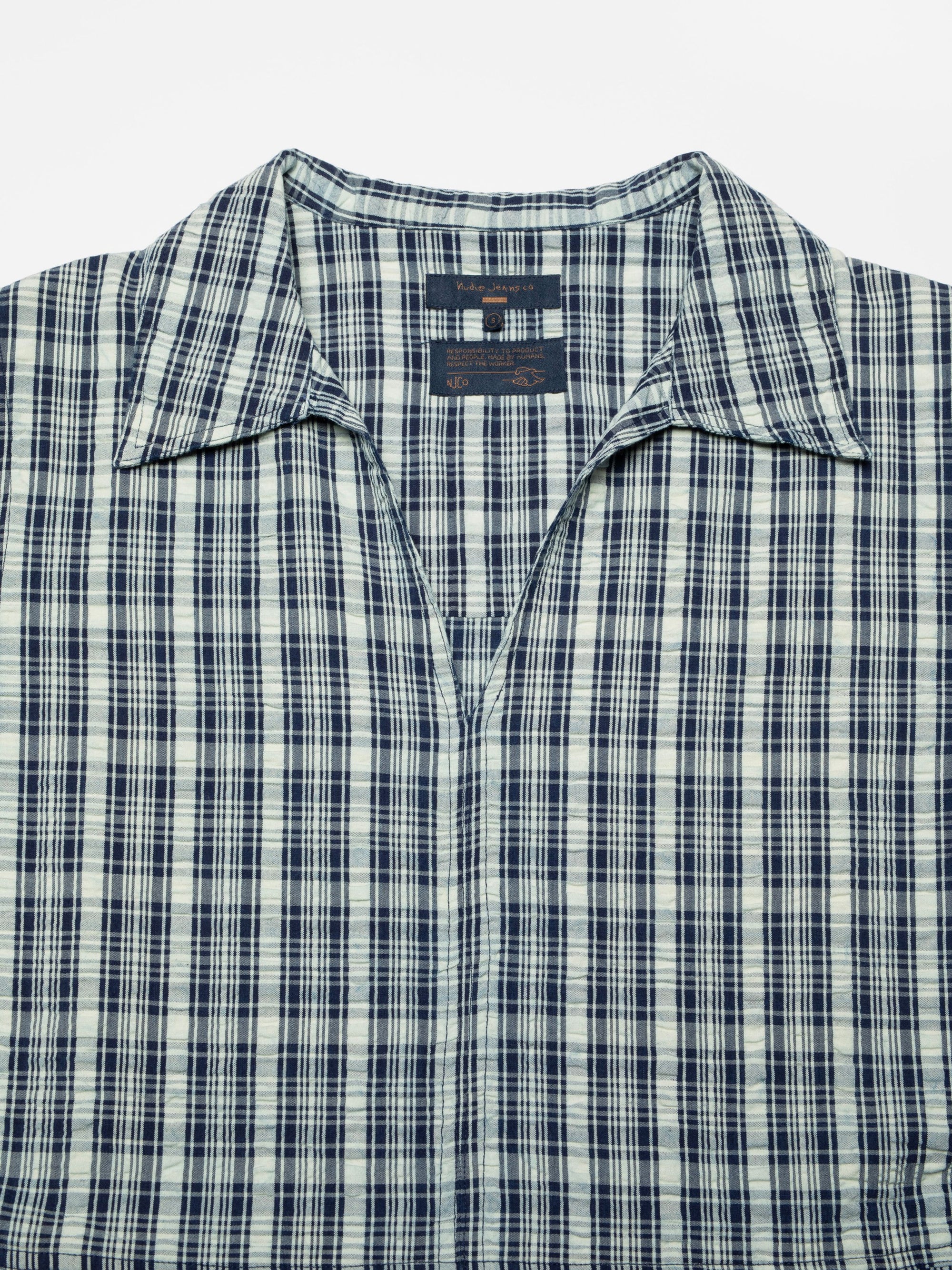 Ronja Dress Indigo Seersucker Blue/Offwhite