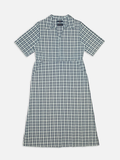 Ronja Dress Indigo Seersucker Blue/Offwhite