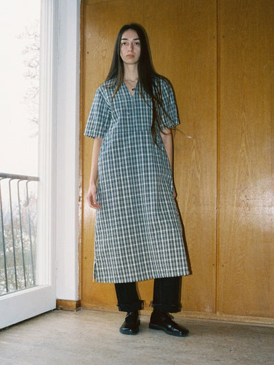 Ronja Dress Indigo Seersucker Blue/Offwhite