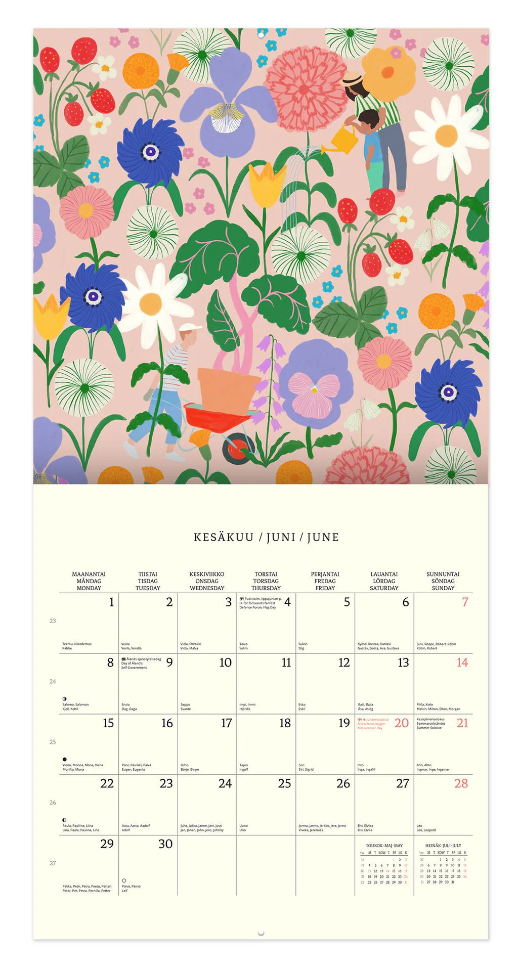 Seinäkalenteri 30x30 2026 Putinki Polka Paper